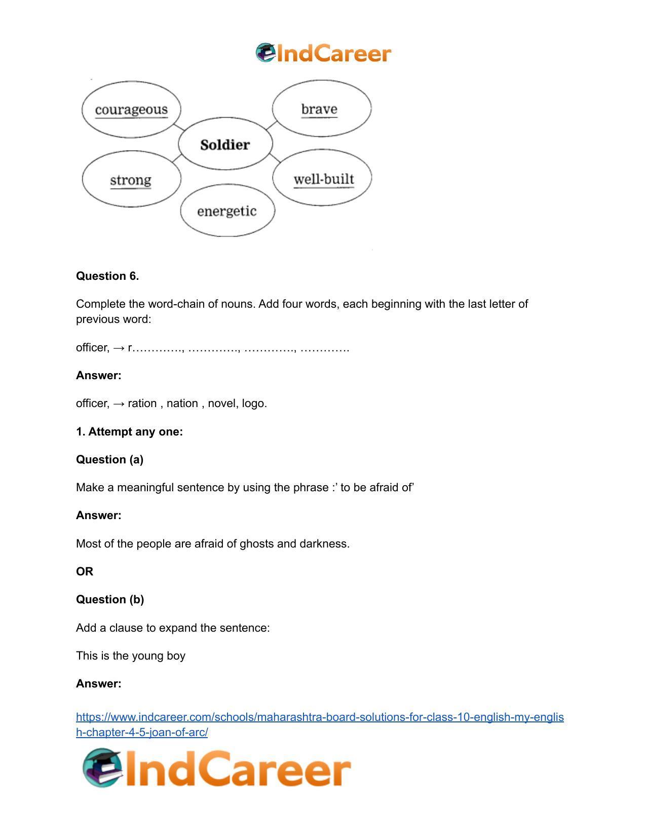 Maharashtra Board Solutions for Class 10- English (My English): Chapter 4.5- Joan of Arc - Page 23