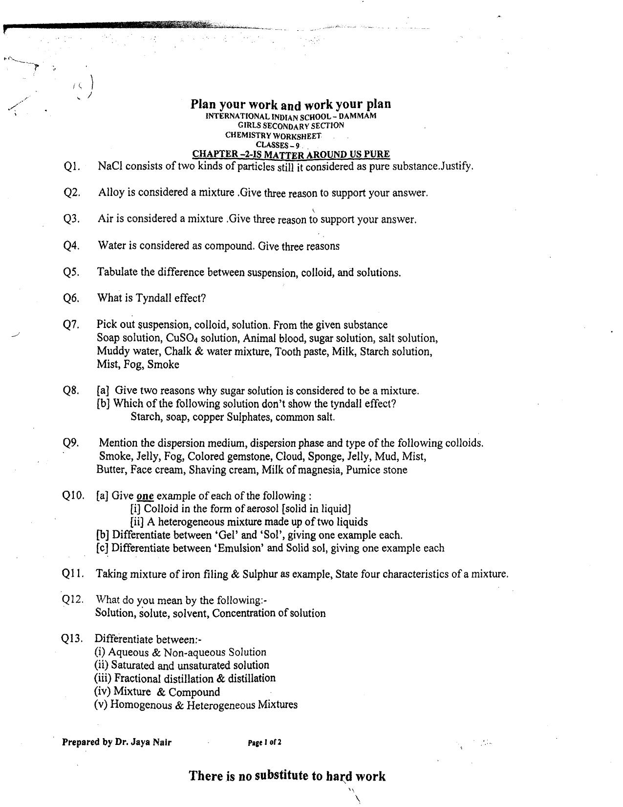 CBSE Worksheets for Class 9 Science All Chapters Assignments - Page 1