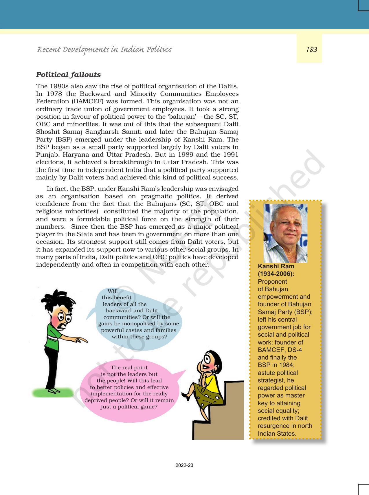 NCERT Book for Class 12 Political Science (Politics In India Since Independence) Chapter 9 Recent Developments in Indian Politics - Page 12