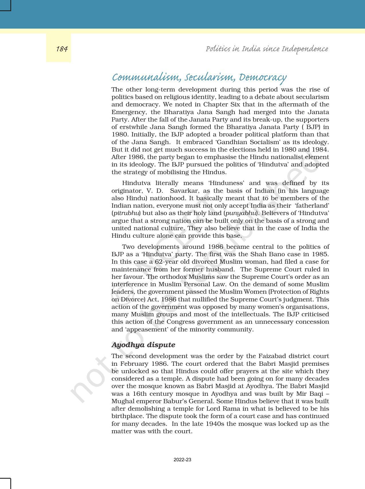 NCERT Book for Class 12 Political Science (Politics In India Since Independence) Chapter 9 Recent Developments in Indian Politics - Page 13