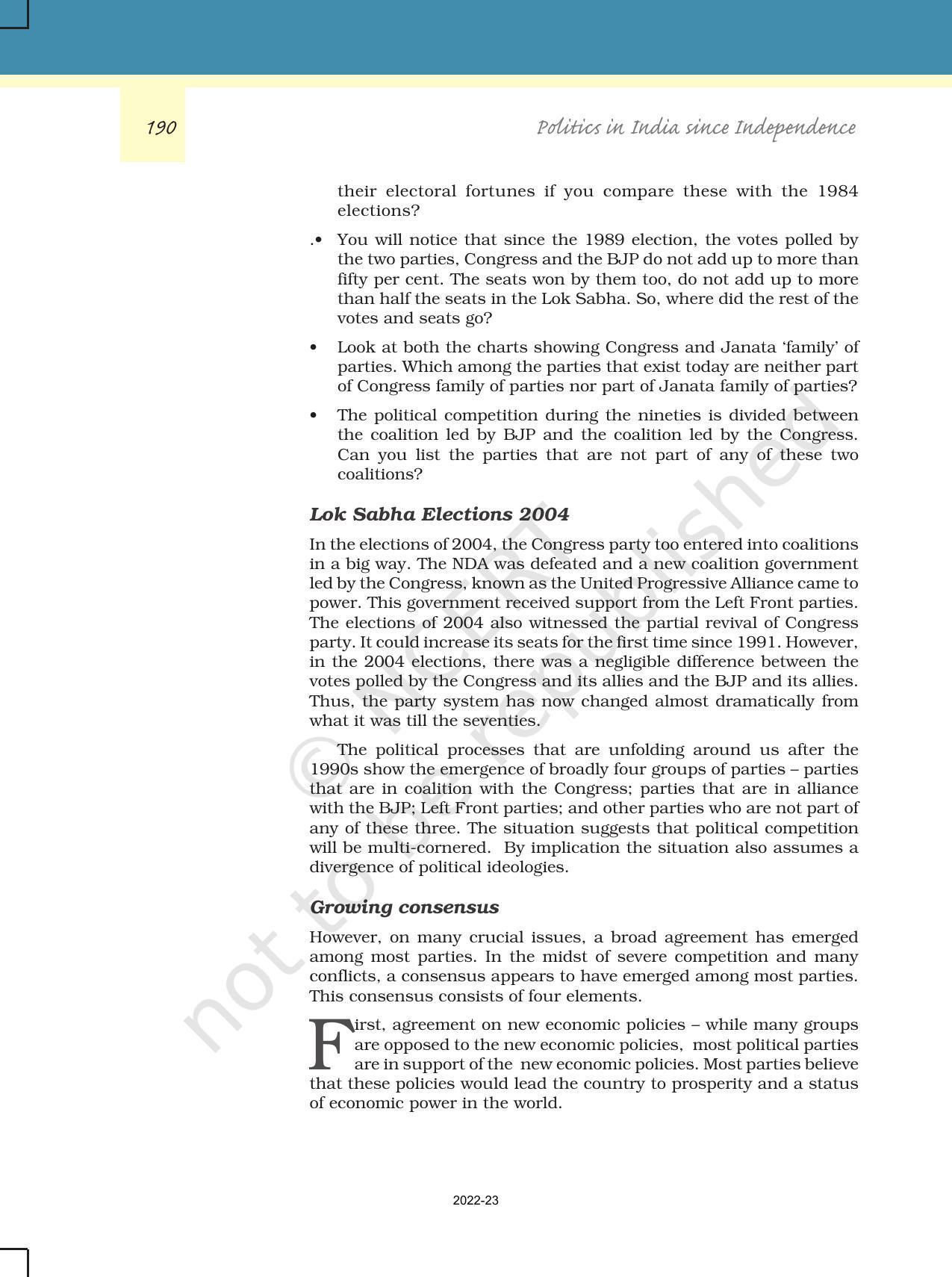 NCERT Book for Class 12 Political Science (Politics In India Since Independence) Chapter 9 Recent Developments in Indian Politics - Page 19