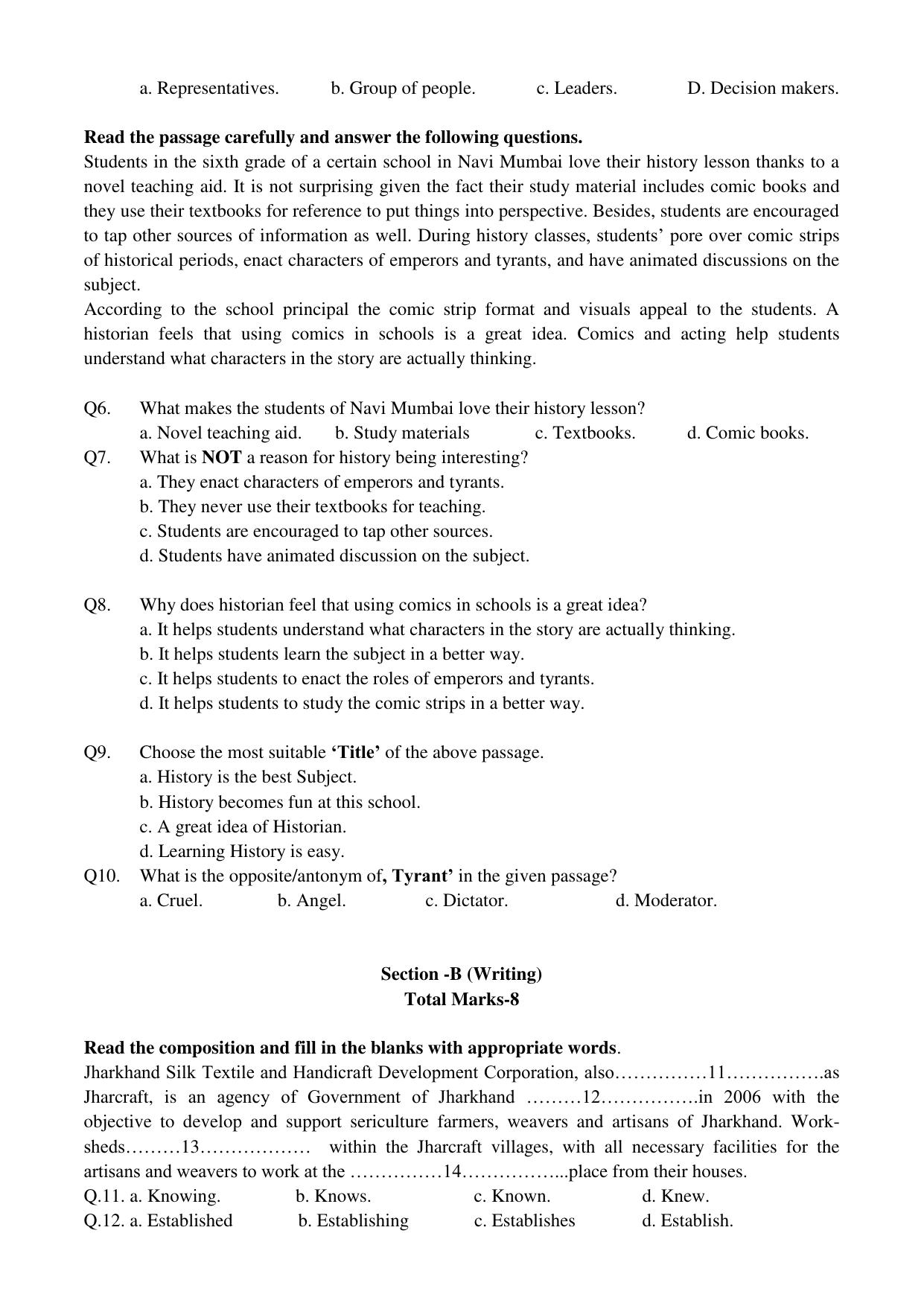 JAC Board Class 9th 2022 Term 1 English Set 1 Model Paper - Page 2