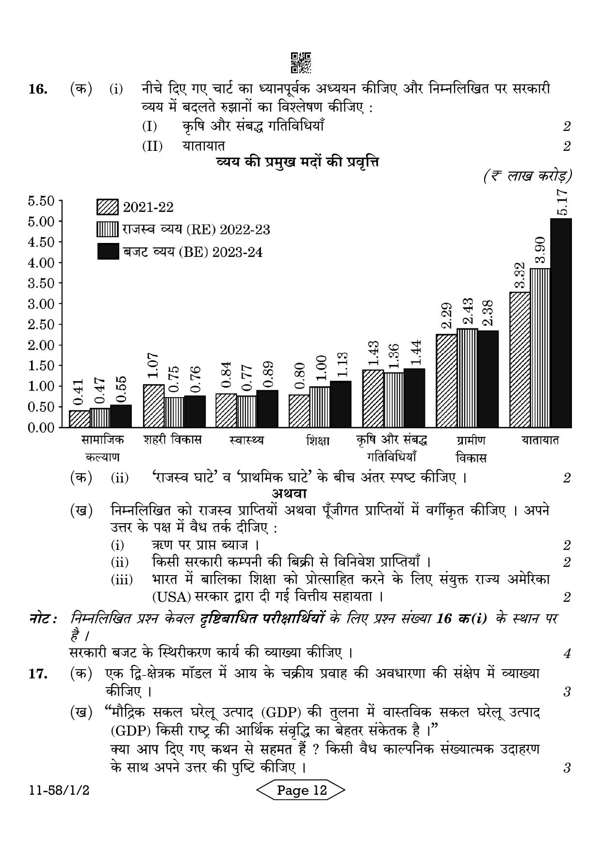 CBSE Class 12 58-1-2 Economics 2024 Question Paper - Page 12