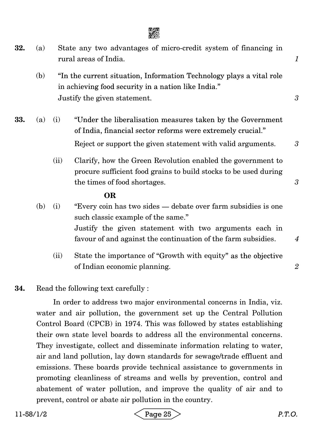 CBSE Class 12 58-1-2 Economics 2024 Question Paper - Page 25