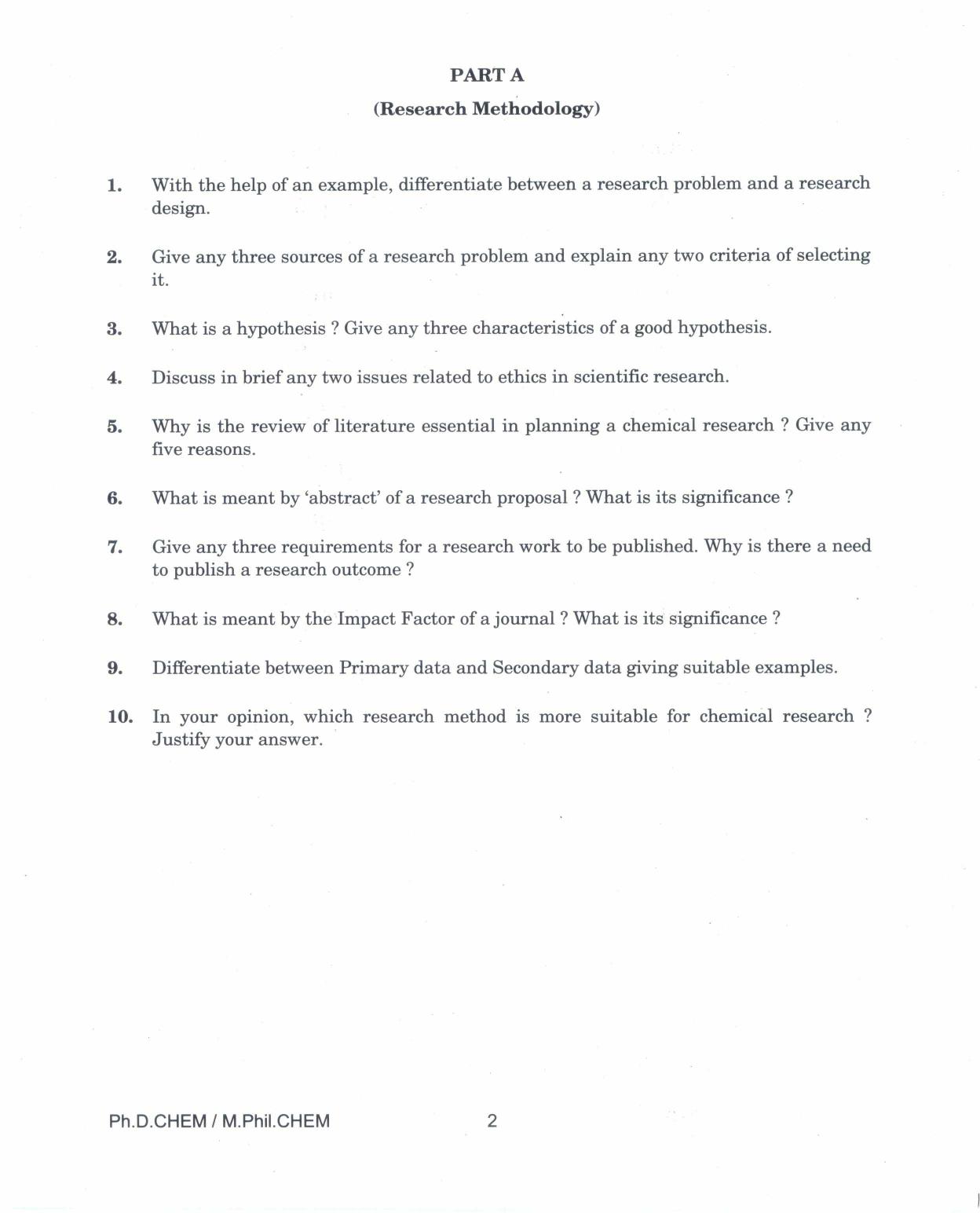 IGNOU PhD Entrance Test Ph.D./M.Phil (Chemistry) 2017 Question Paper - Page 2