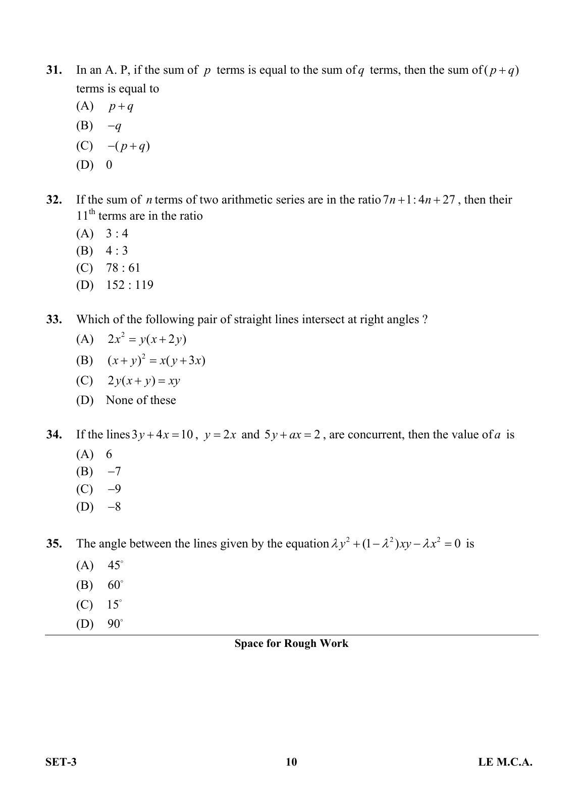 OJEE 2013 LE MCA Set 3 Question Paper - Page 9