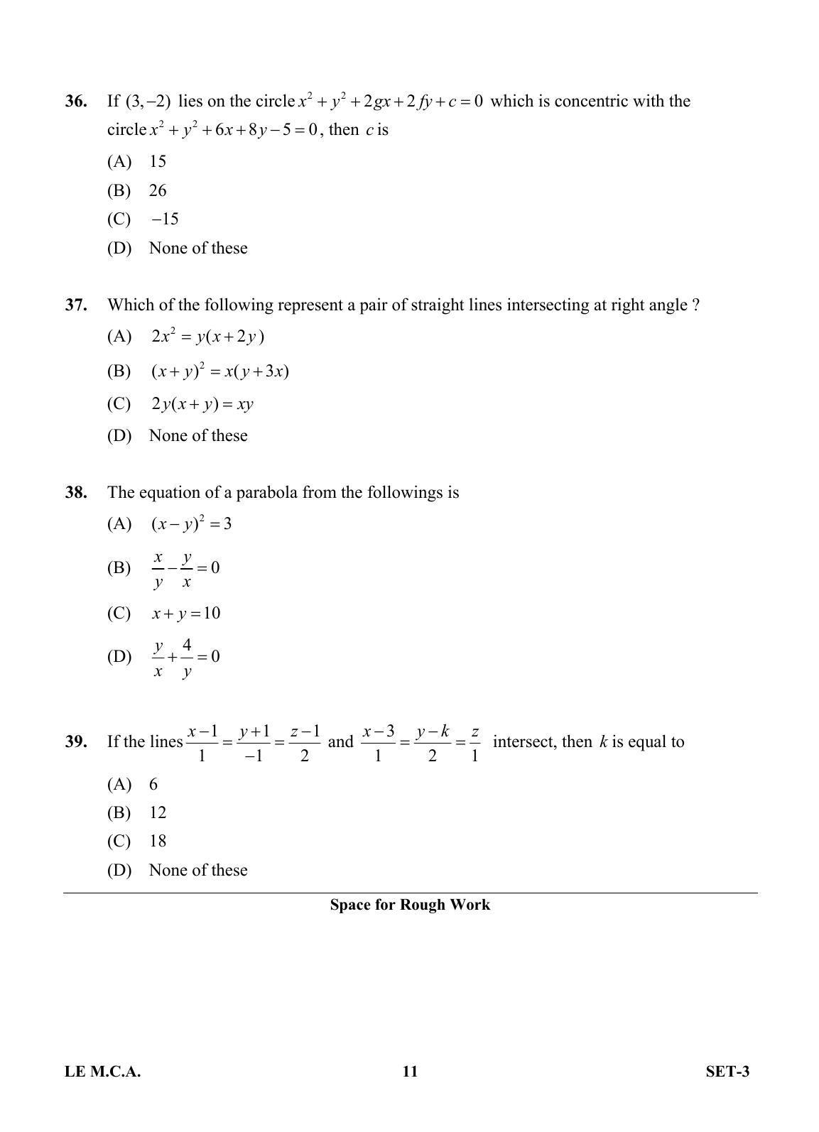 OJEE 2013 LE MCA Set 3 Question Paper - Page 10
