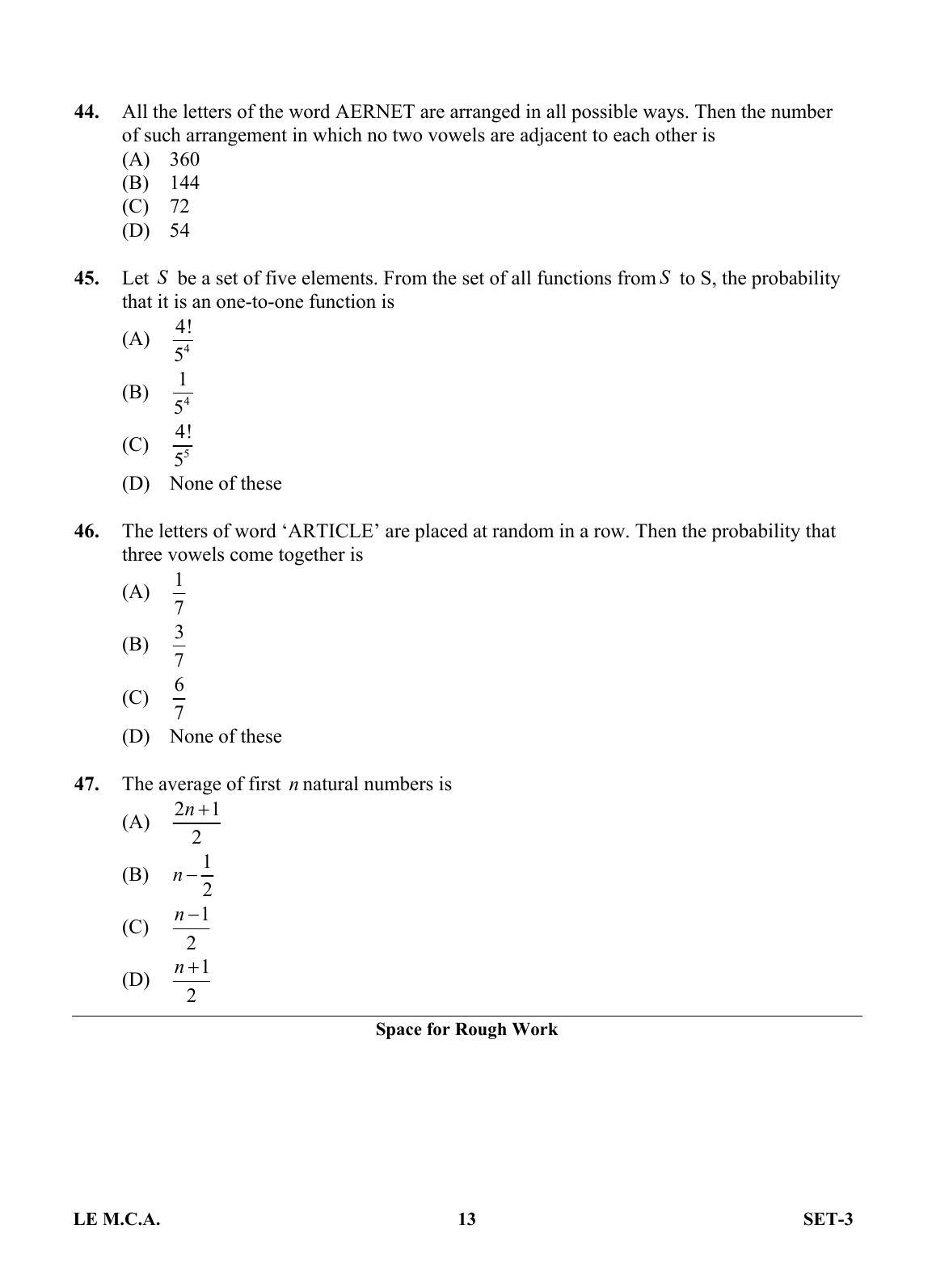OJEE 2013 LE MCA Set 3 Question Paper - Page 12