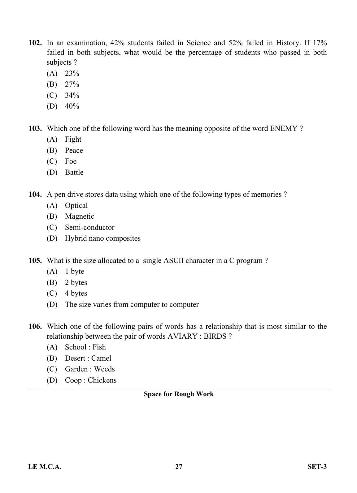 OJEE 2013 LE MCA Set 3 Question Paper - Page 26