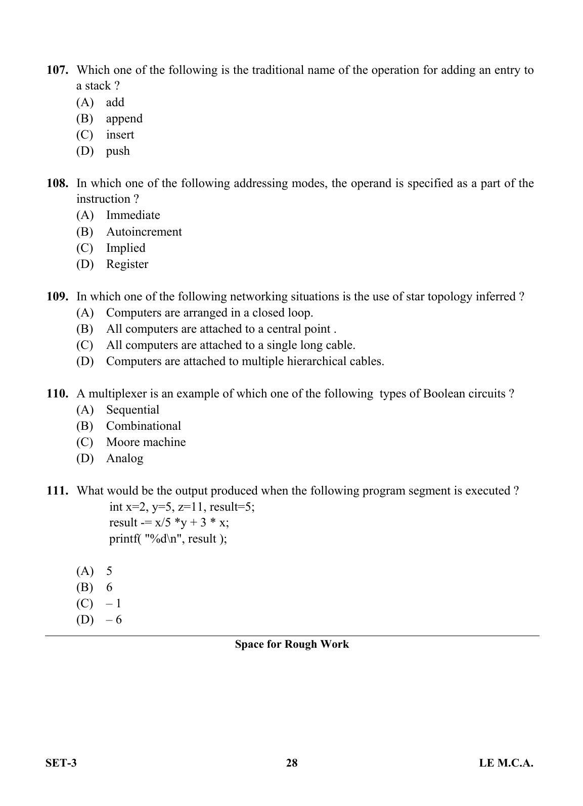 OJEE 2013 LE MCA Set 3 Question Paper - Page 27