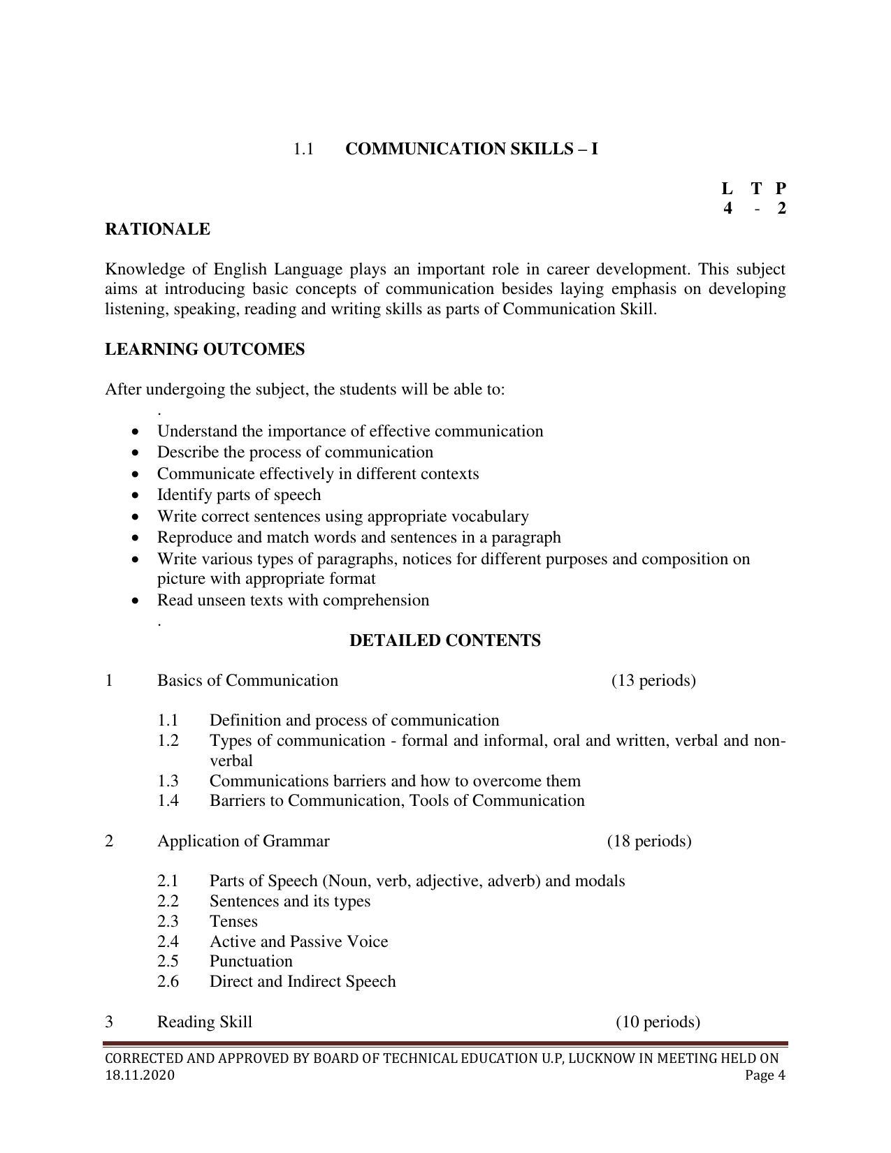 SYLLABUS FOR FIRST SEMESTER SESSION (2020-2021) - SIX SEMESTER DIPLOMA COURSE IN ELECTRONICS AND COMMUNICATION ENGINEERING - Page 4