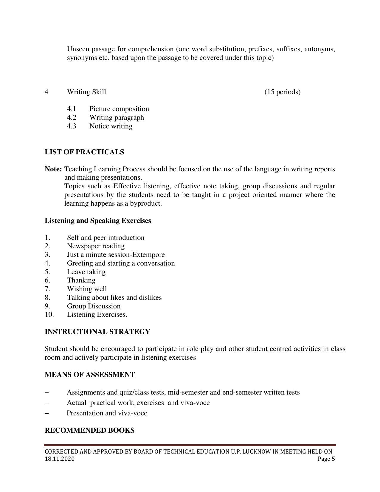 SYLLABUS FOR FIRST SEMESTER SESSION (2020-2021) - SIX SEMESTER DIPLOMA COURSE IN ELECTRONICS AND COMMUNICATION ENGINEERING - Page 5