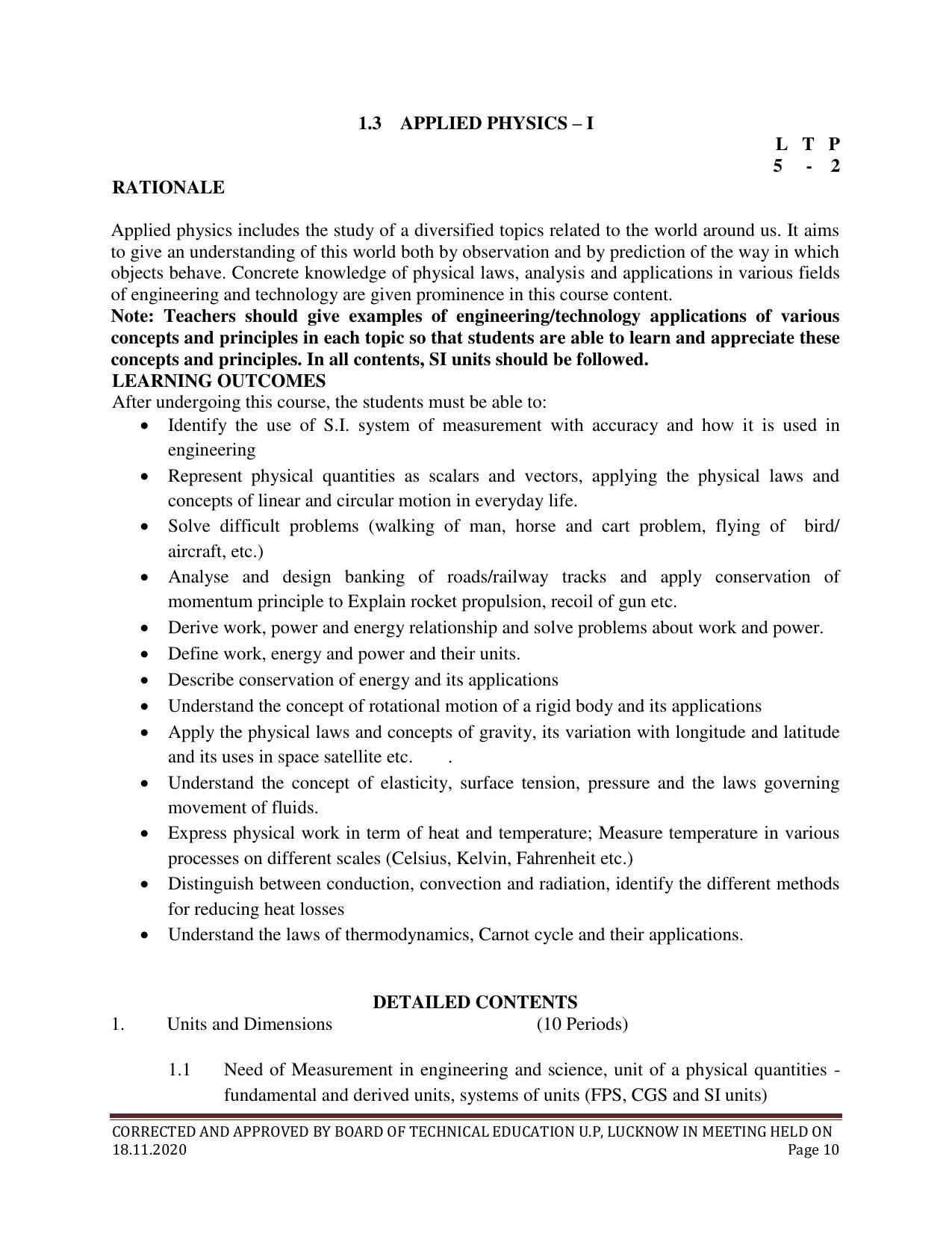 SYLLABUS FOR FIRST SEMESTER SESSION (2020-2021) - SIX SEMESTER DIPLOMA COURSE IN ELECTRONICS AND COMMUNICATION ENGINEERING - Page 10