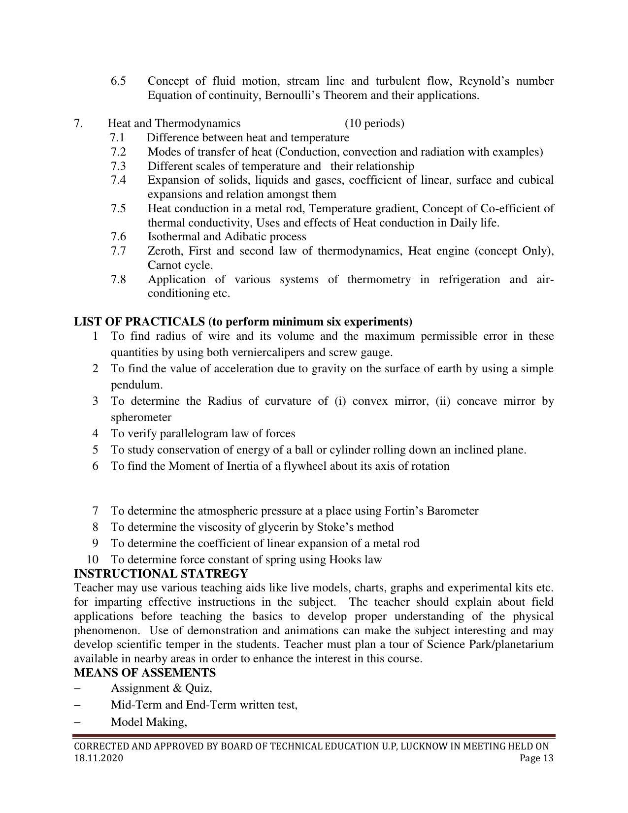 SYLLABUS FOR FIRST SEMESTER SESSION (2020-2021) - SIX SEMESTER DIPLOMA COURSE IN ELECTRONICS AND COMMUNICATION ENGINEERING - Page 13