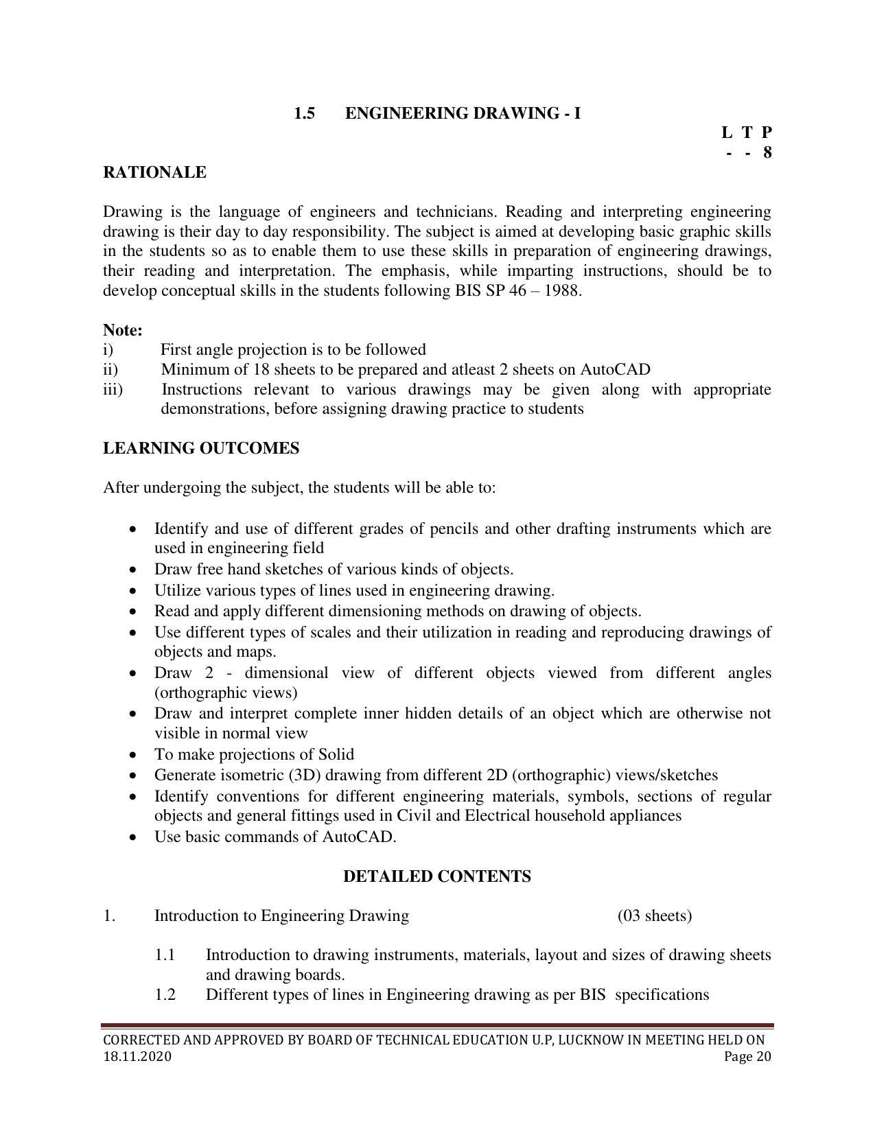 SYLLABUS FOR FIRST SEMESTER SESSION (2020-2021) - SIX SEMESTER DIPLOMA COURSE IN ELECTRONICS AND COMMUNICATION ENGINEERING - Page 20