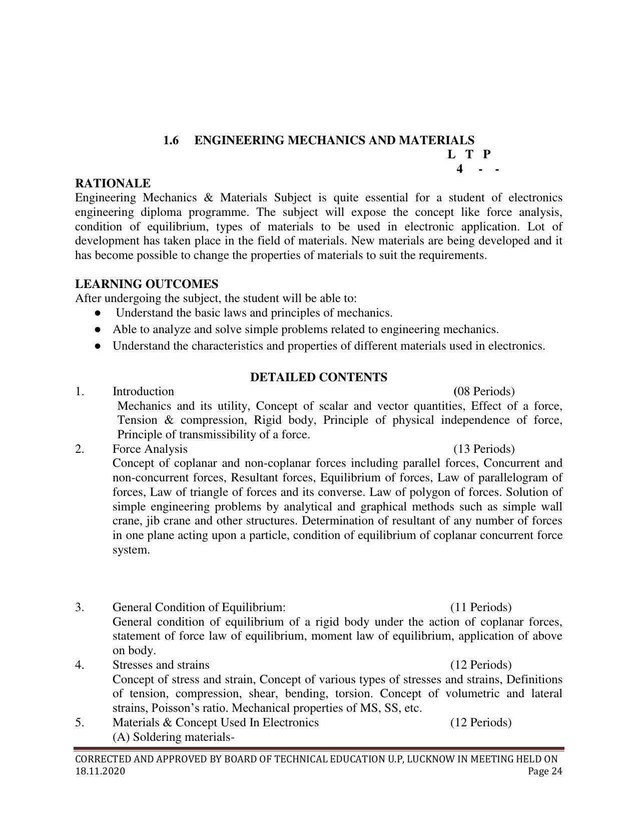 SYLLABUS FOR FIRST SEMESTER SESSION (2020-2021) - SIX SEMESTER DIPLOMA COURSE IN ELECTRONICS AND COMMUNICATION ENGINEERING - Page 24