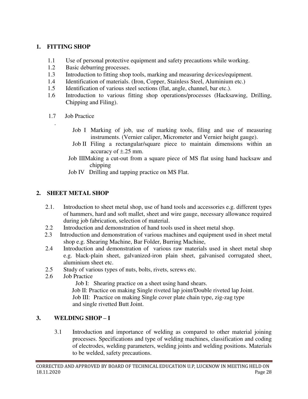 SYLLABUS FOR FIRST SEMESTER SESSION (2020-2021) - SIX SEMESTER DIPLOMA COURSE IN ELECTRONICS AND COMMUNICATION ENGINEERING - Page 28