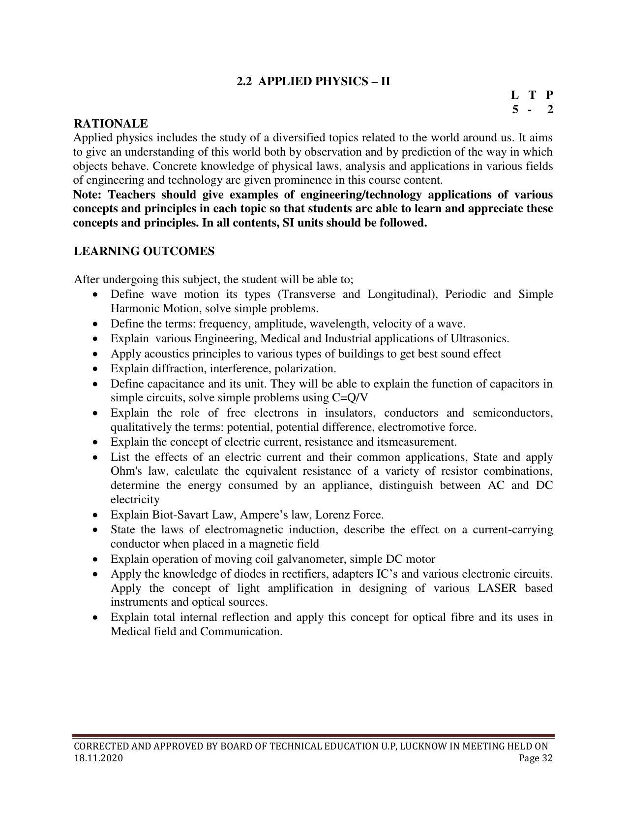 SYLLABUS FOR FIRST SEMESTER SESSION (2020-2021) - SIX SEMESTER DIPLOMA COURSE IN ELECTRONICS AND COMMUNICATION ENGINEERING - Page 32