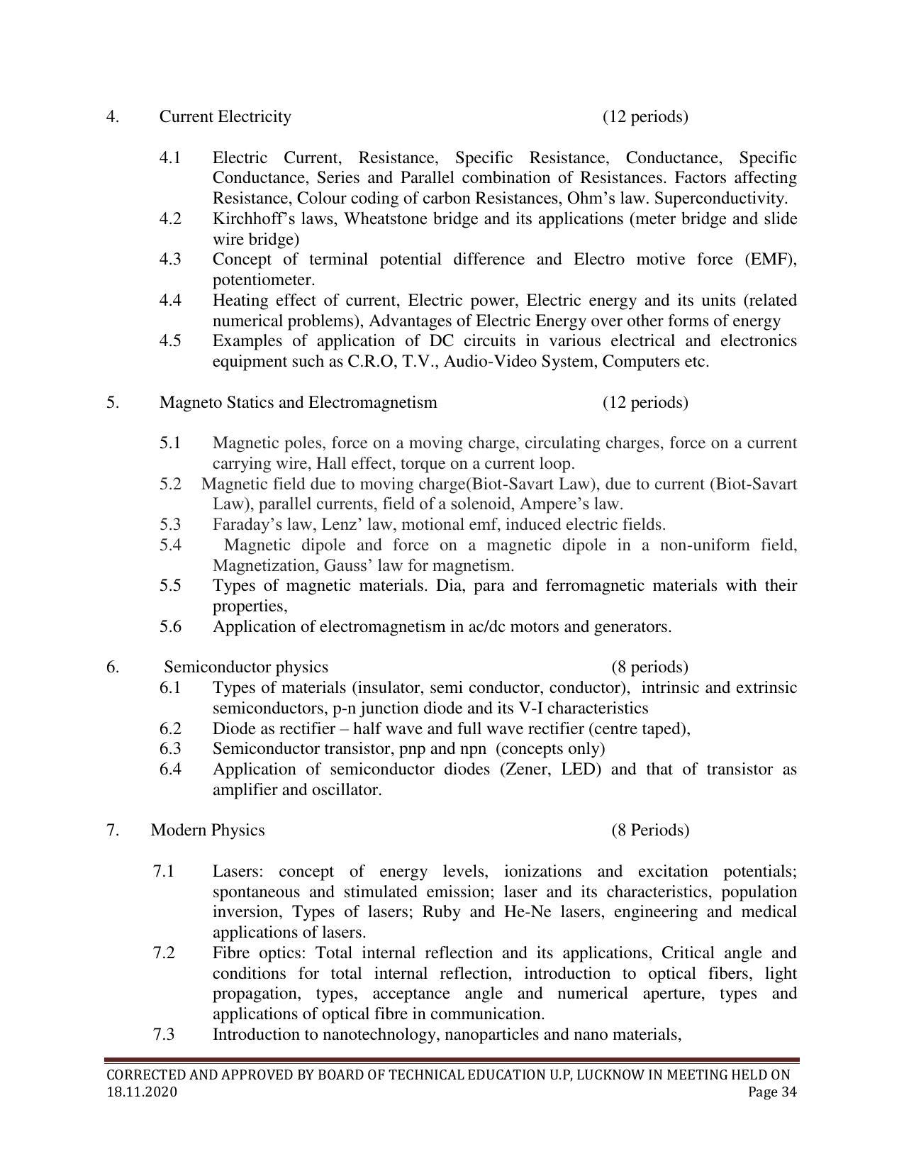 SYLLABUS FOR FIRST SEMESTER SESSION (2020-2021) - SIX SEMESTER DIPLOMA COURSE IN ELECTRONICS AND COMMUNICATION ENGINEERING - Page 34