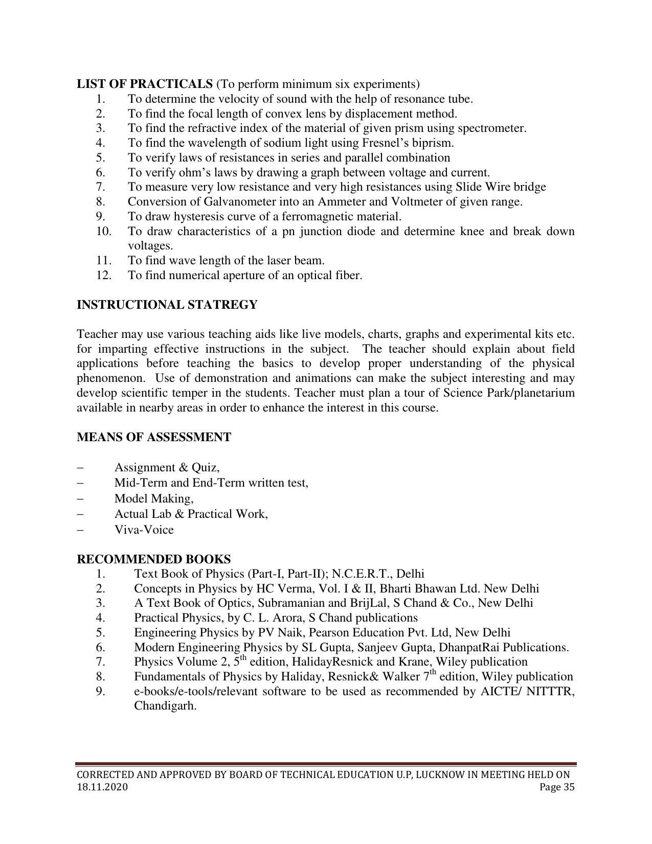 SYLLABUS FOR FIRST SEMESTER SESSION (2020-2021) - SIX SEMESTER DIPLOMA COURSE IN ELECTRONICS AND COMMUNICATION ENGINEERING - Page 35