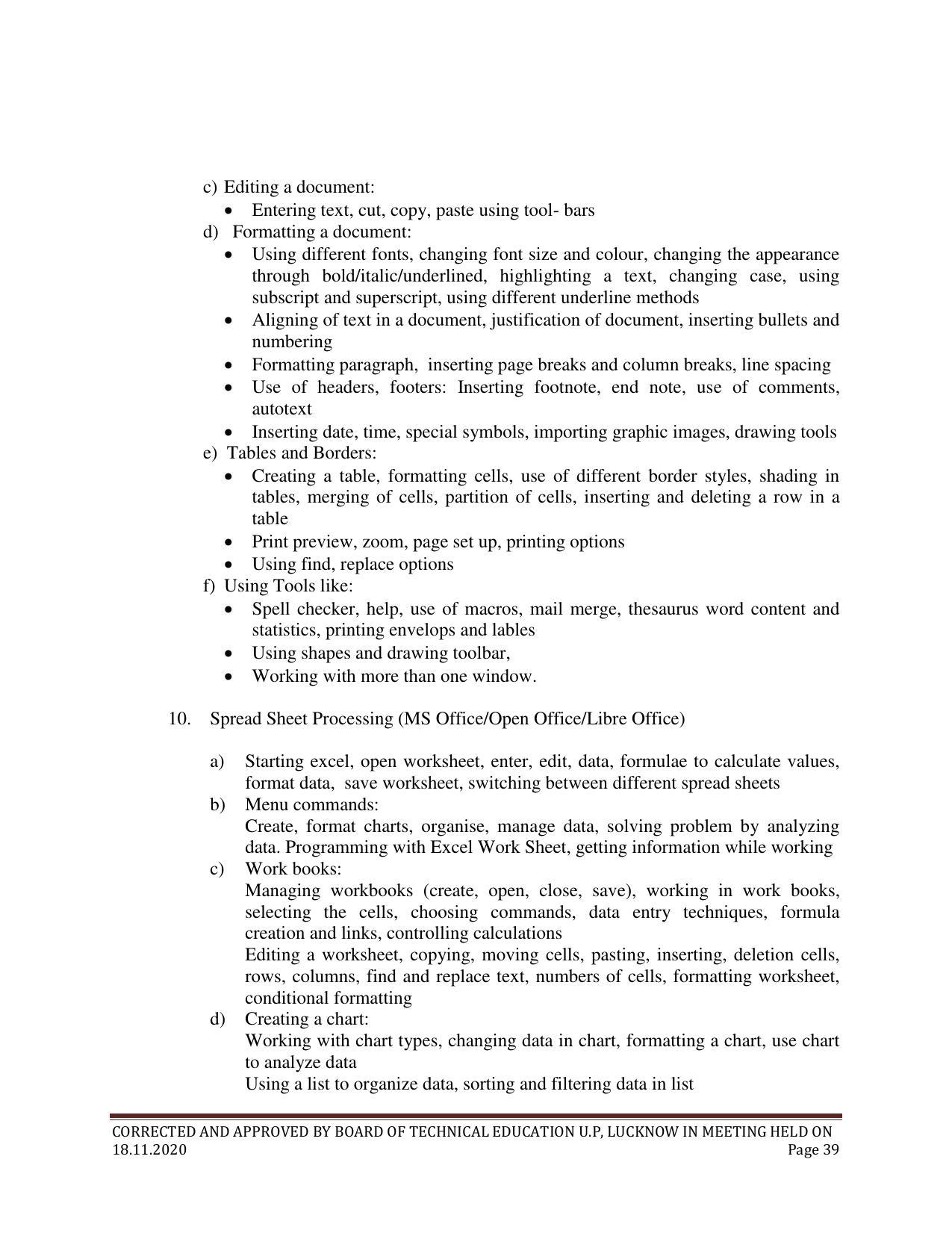 SYLLABUS FOR FIRST SEMESTER SESSION (2020-2021) - SIX SEMESTER DIPLOMA COURSE IN ELECTRONICS AND COMMUNICATION ENGINEERING - Page 39