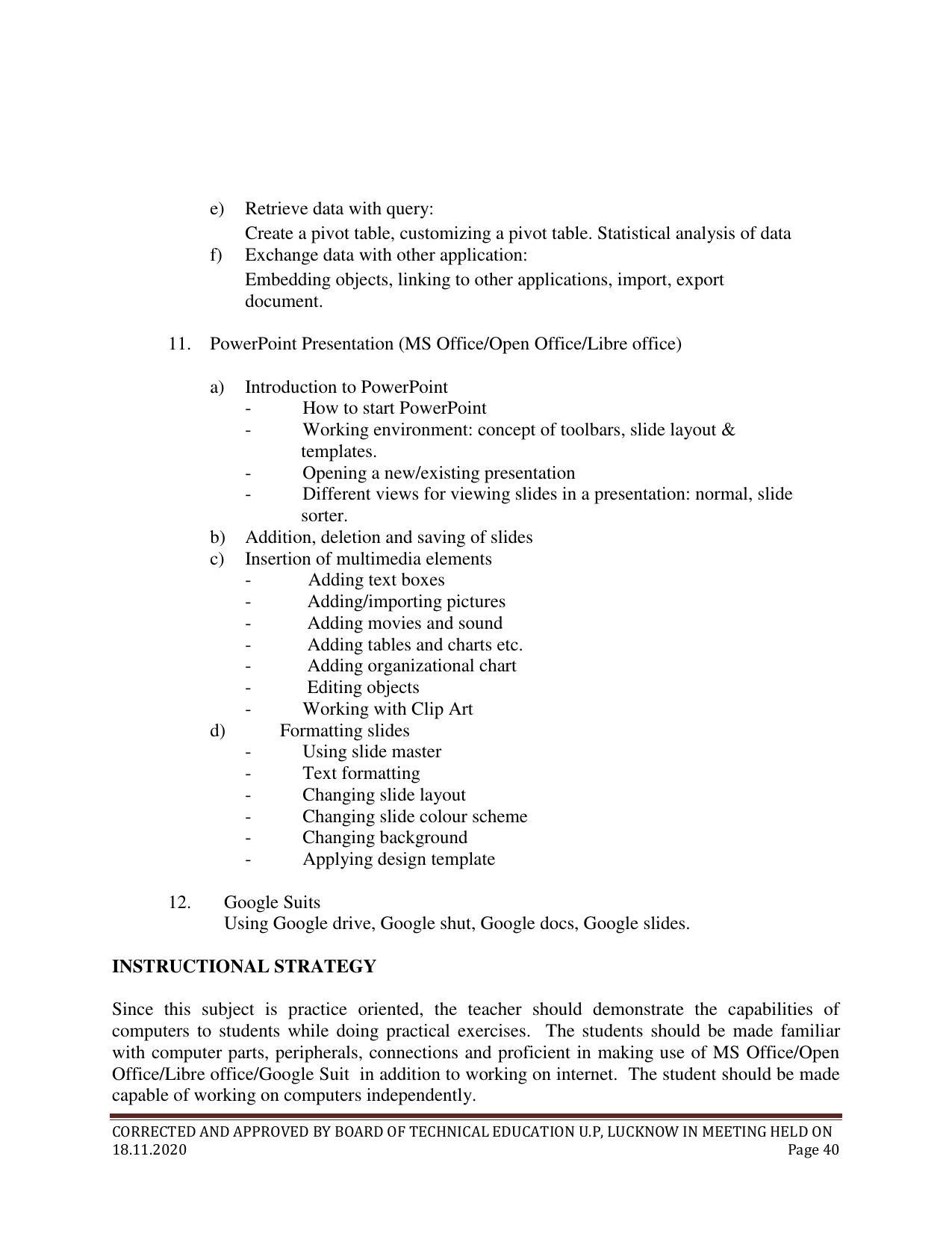 SYLLABUS FOR FIRST SEMESTER SESSION (2020-2021) - SIX SEMESTER DIPLOMA COURSE IN ELECTRONICS AND COMMUNICATION ENGINEERING - Page 40