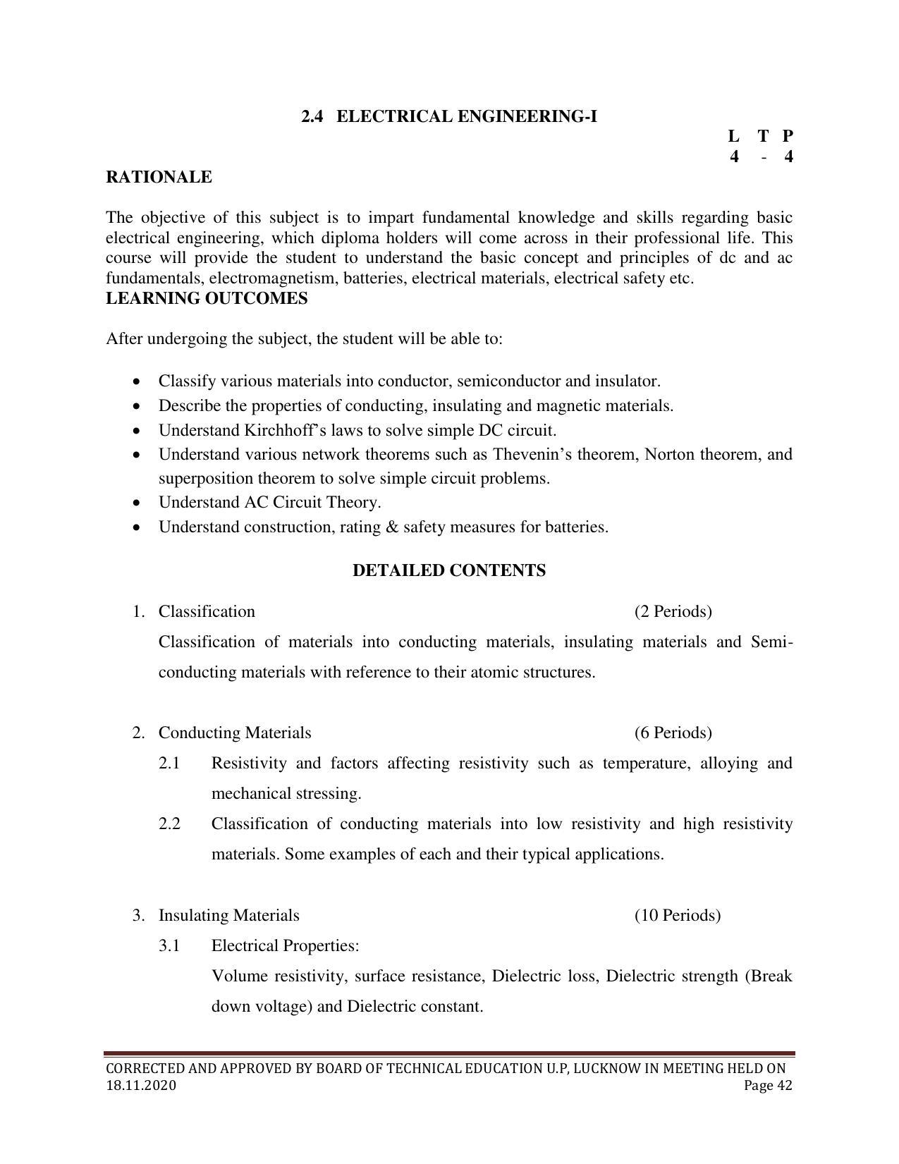 SYLLABUS FOR FIRST SEMESTER SESSION (2020-2021) - SIX SEMESTER DIPLOMA COURSE IN ELECTRONICS AND COMMUNICATION ENGINEERING - Page 42