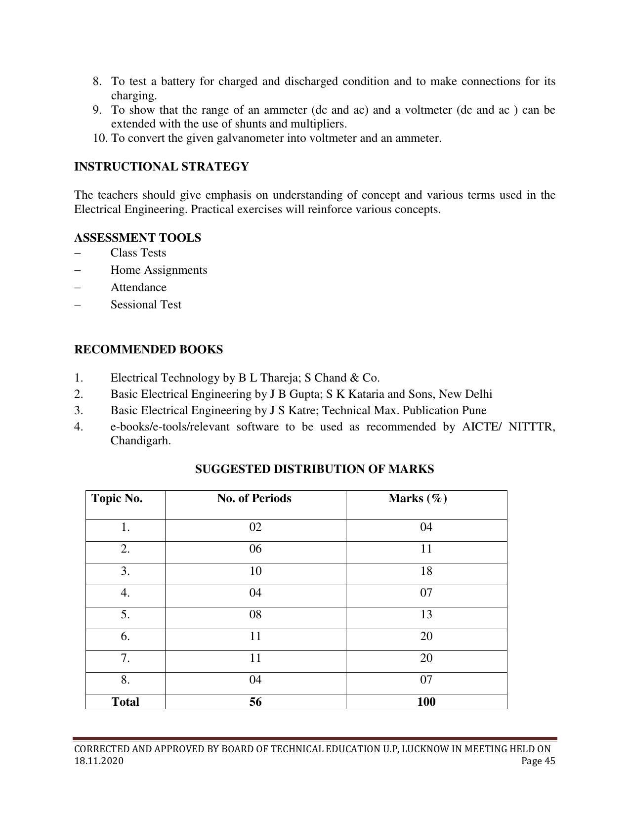 SYLLABUS FOR FIRST SEMESTER SESSION (2020-2021) - SIX SEMESTER DIPLOMA COURSE IN ELECTRONICS AND COMMUNICATION ENGINEERING - Page 45