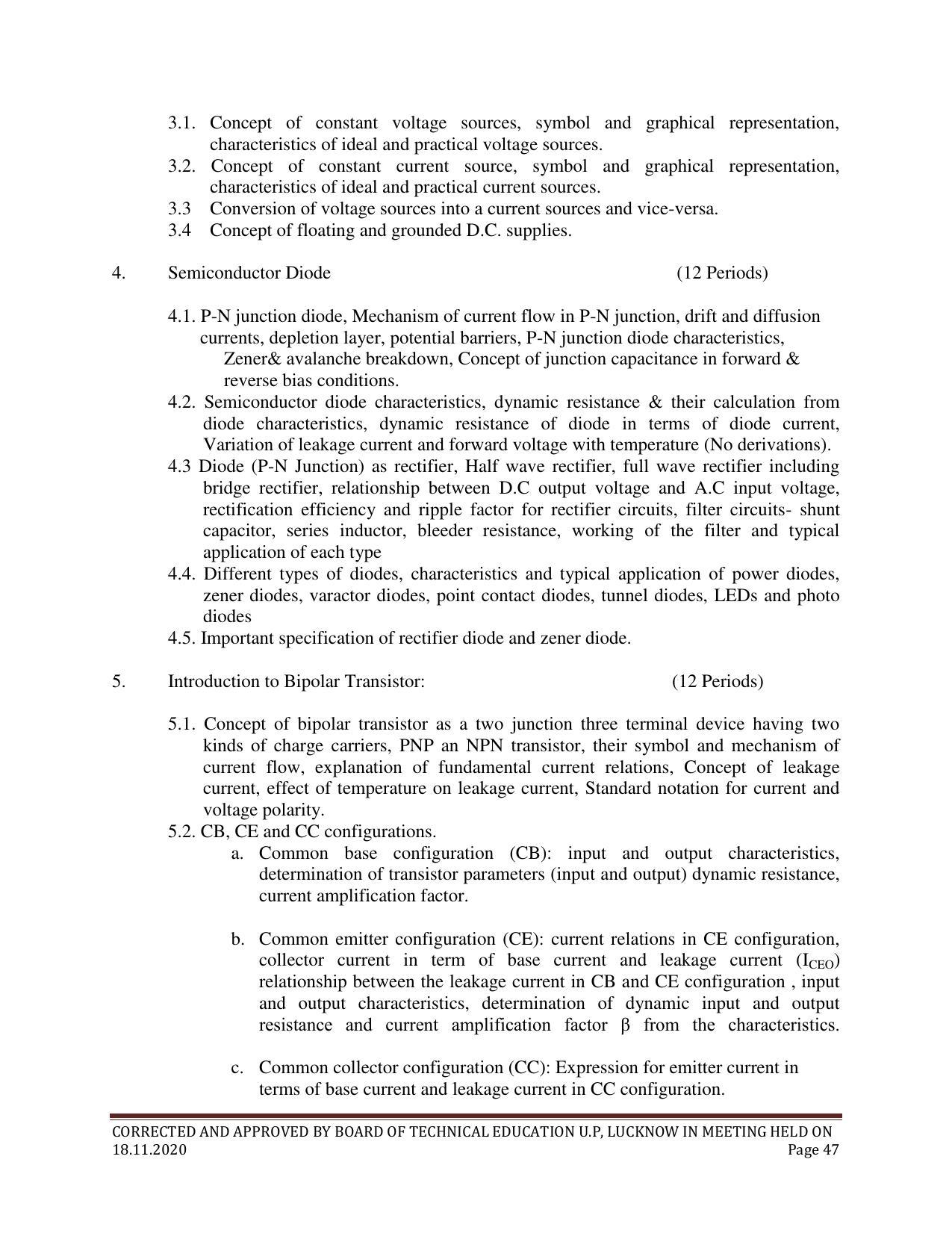 SYLLABUS FOR FIRST SEMESTER SESSION (2020-2021) - SIX SEMESTER DIPLOMA COURSE IN ELECTRONICS AND COMMUNICATION ENGINEERING - Page 47