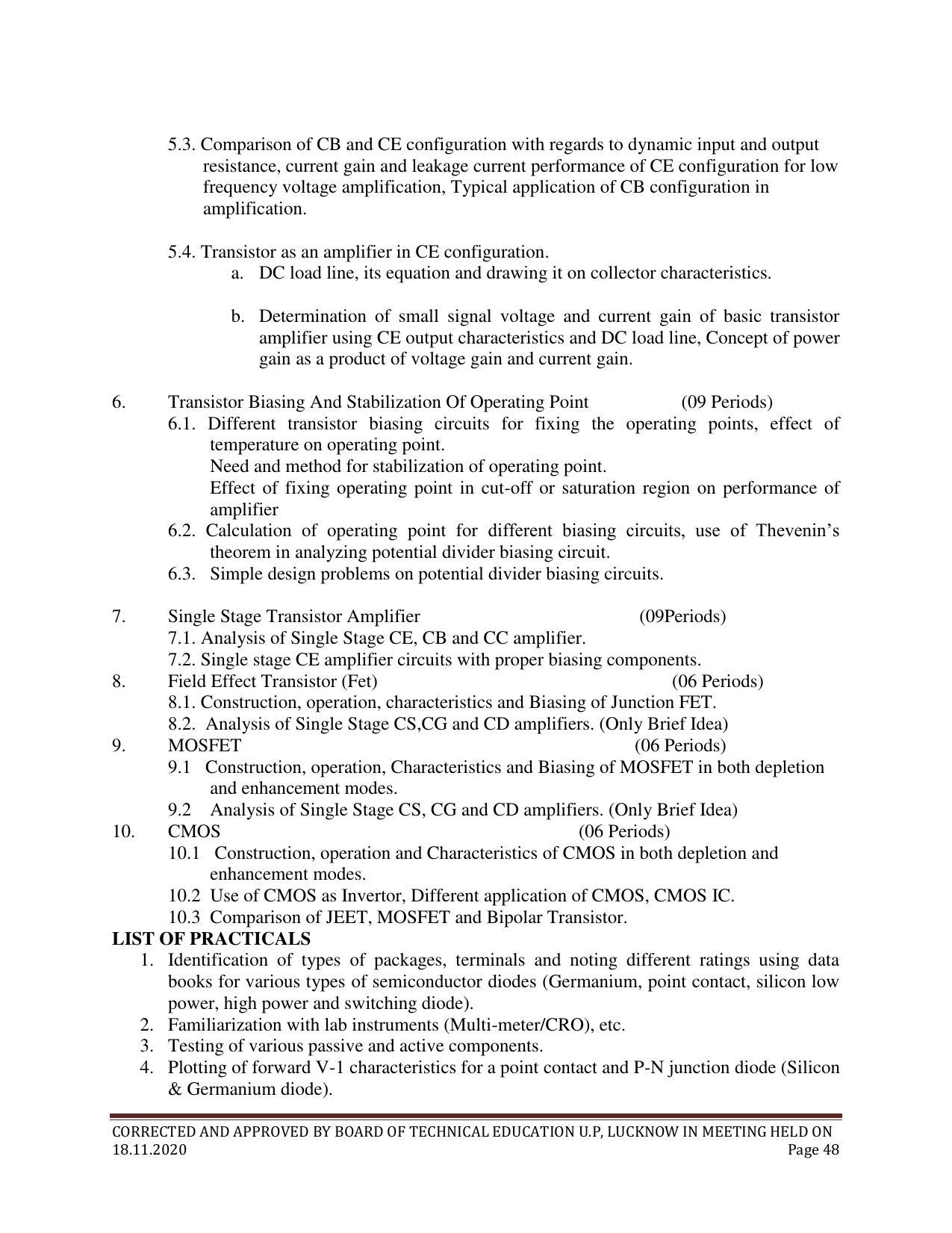 SYLLABUS FOR FIRST SEMESTER SESSION (2020-2021) - SIX SEMESTER DIPLOMA COURSE IN ELECTRONICS AND COMMUNICATION ENGINEERING - Page 48