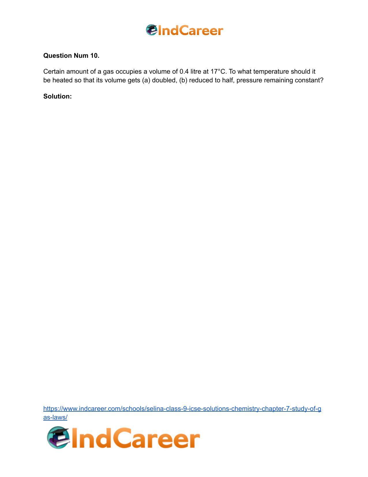 Selina Class 9 ICSE Solutions Chemistry : Chapter 7- Study of Gas Laws - Page 30