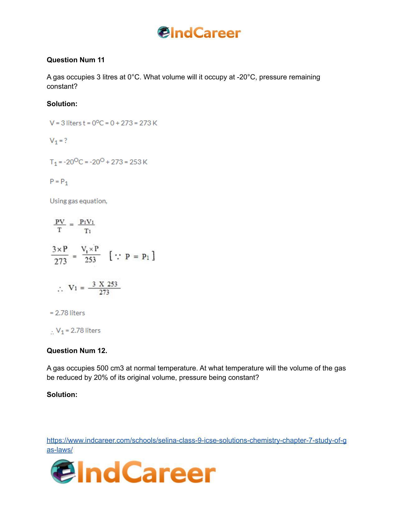 Selina Class 9 ICSE Solutions Chemistry : Chapter 7- Study of Gas Laws - Page 32
