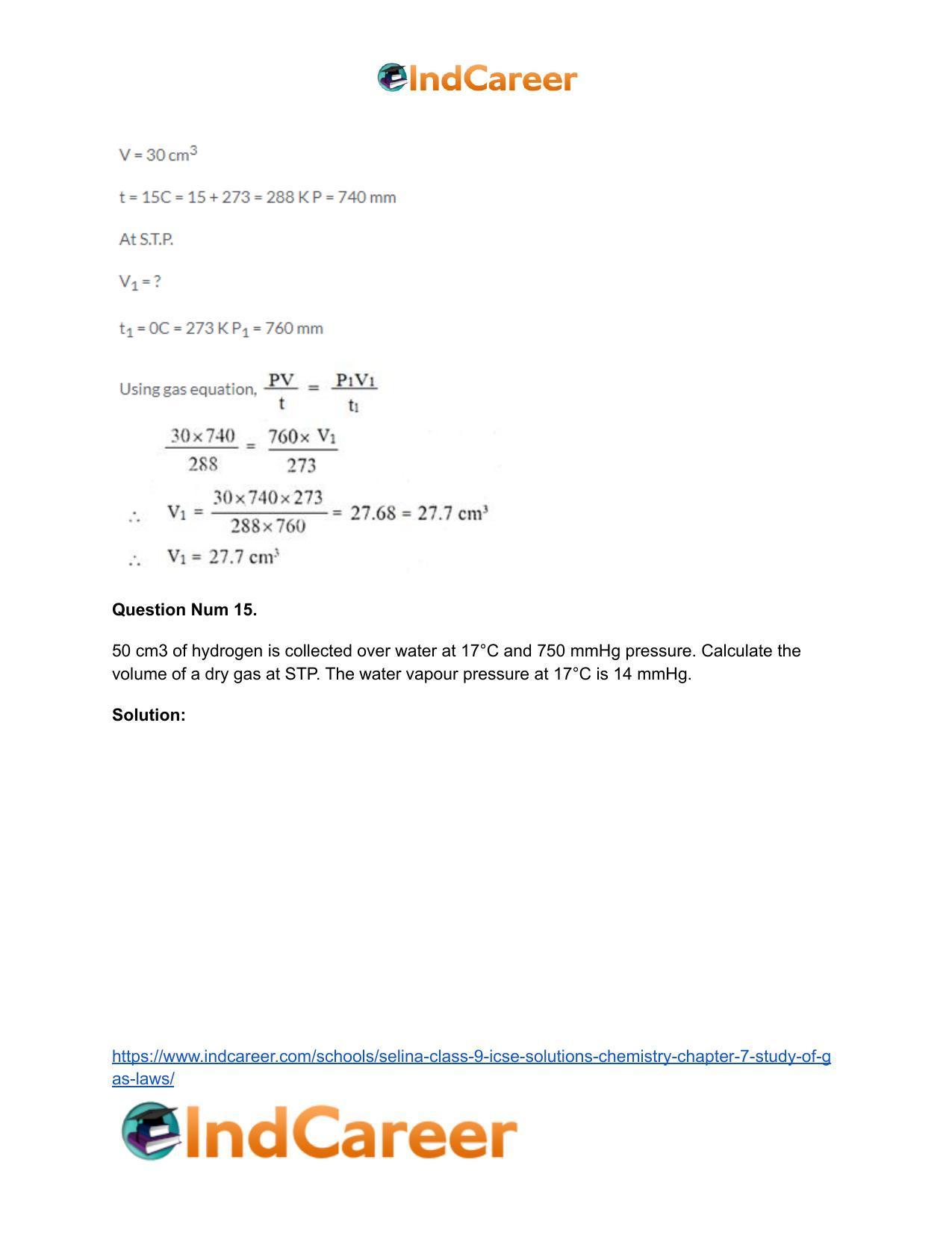 Selina Class 9 ICSE Solutions Chemistry : Chapter 7- Study of Gas Laws - Page 35