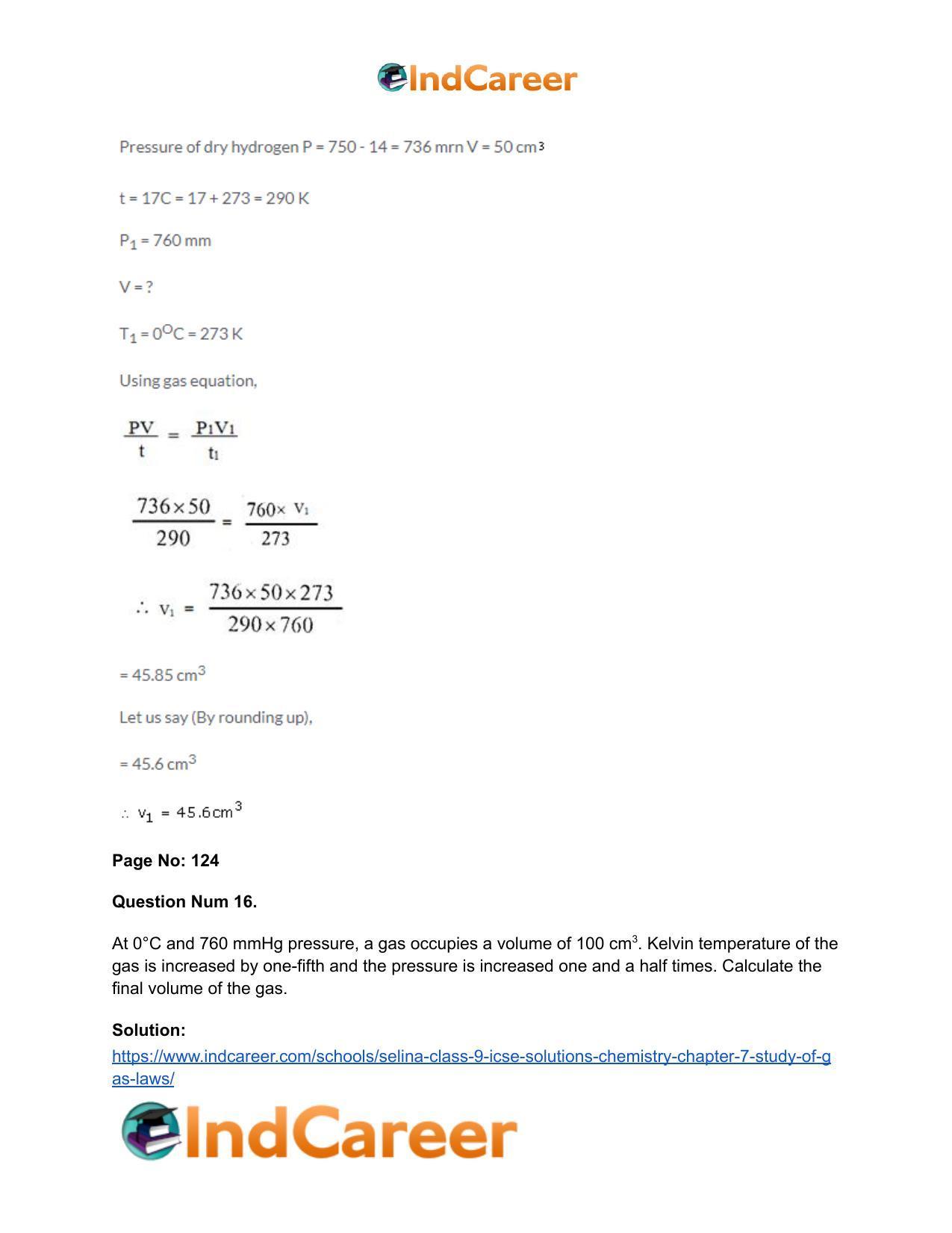 Selina Class 9 ICSE Solutions Chemistry : Chapter 7- Study of Gas Laws - Page 36