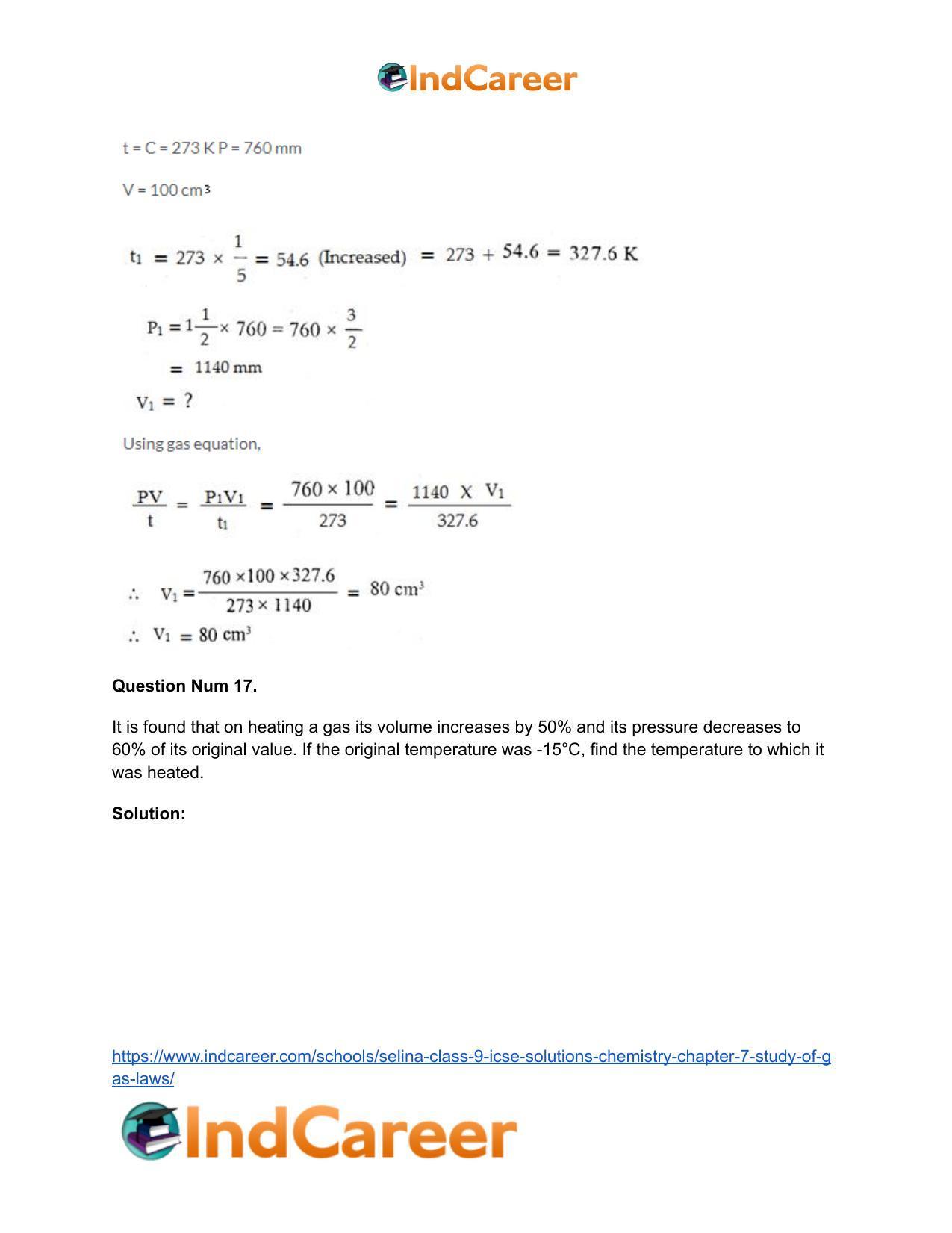 Selina Class 9 ICSE Solutions Chemistry : Chapter 7- Study of Gas Laws - Page 37
