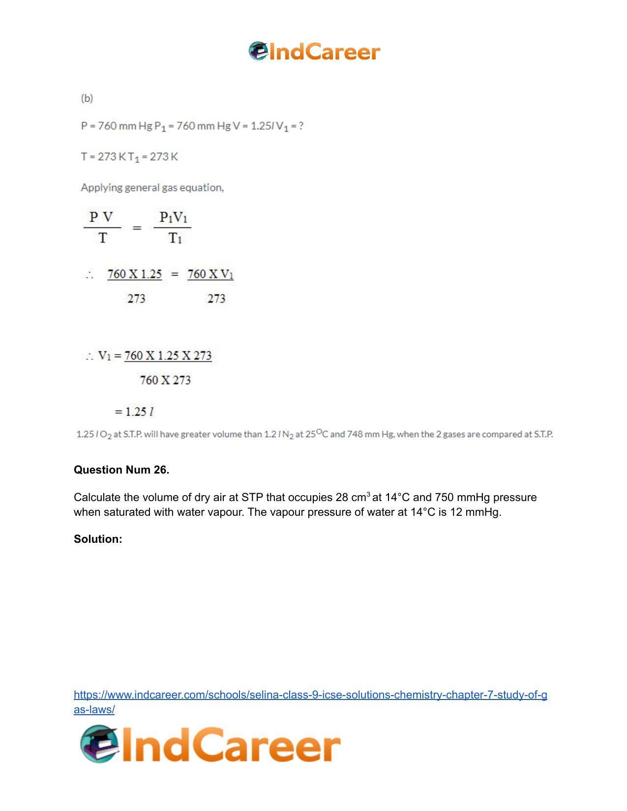 Selina Class 9 ICSE Solutions Chemistry : Chapter 7- Study of Gas Laws - Page 48