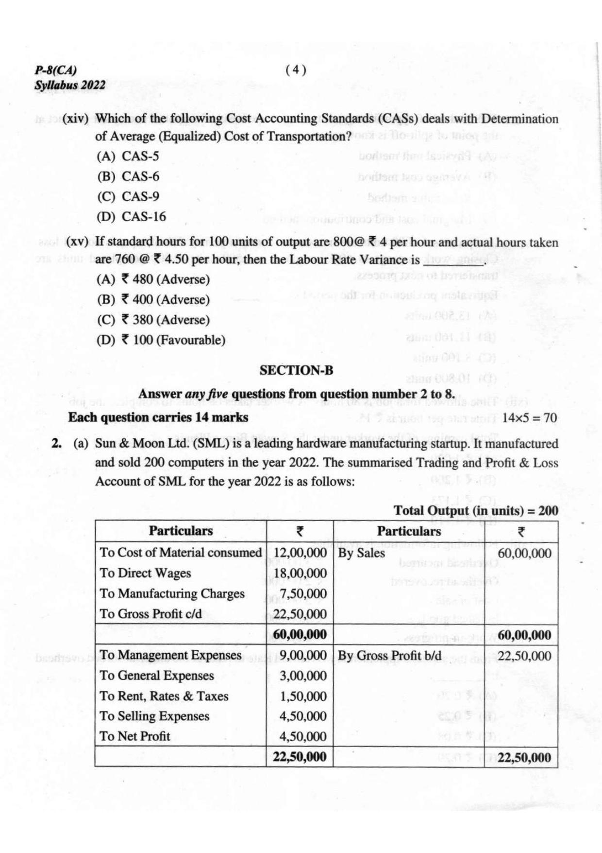 ICMAI Intermediate December 2023 Question Paper - Cost Accounting - Page 4