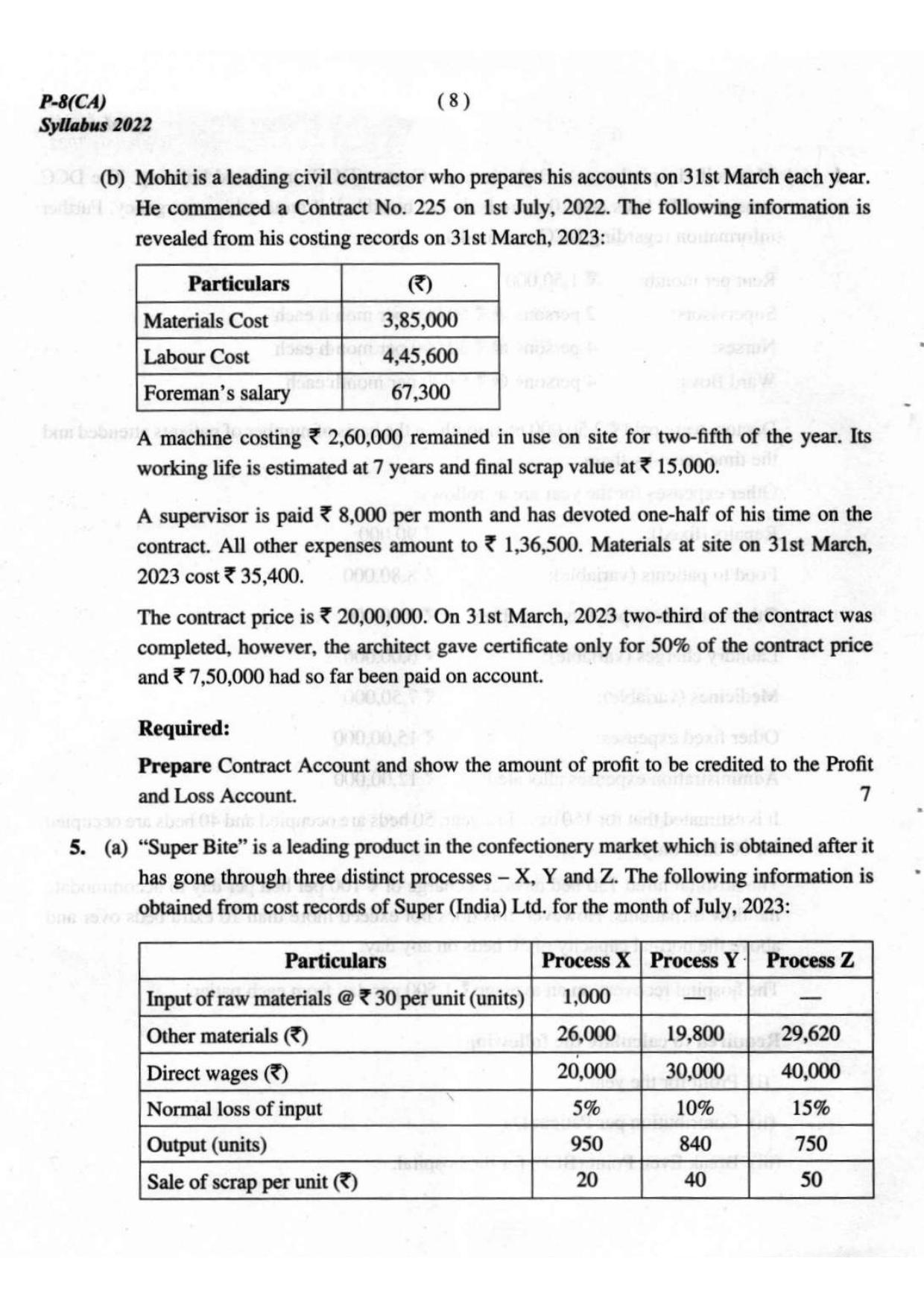 ICMAI Intermediate December 2023 Question Paper - Cost Accounting - Page 8