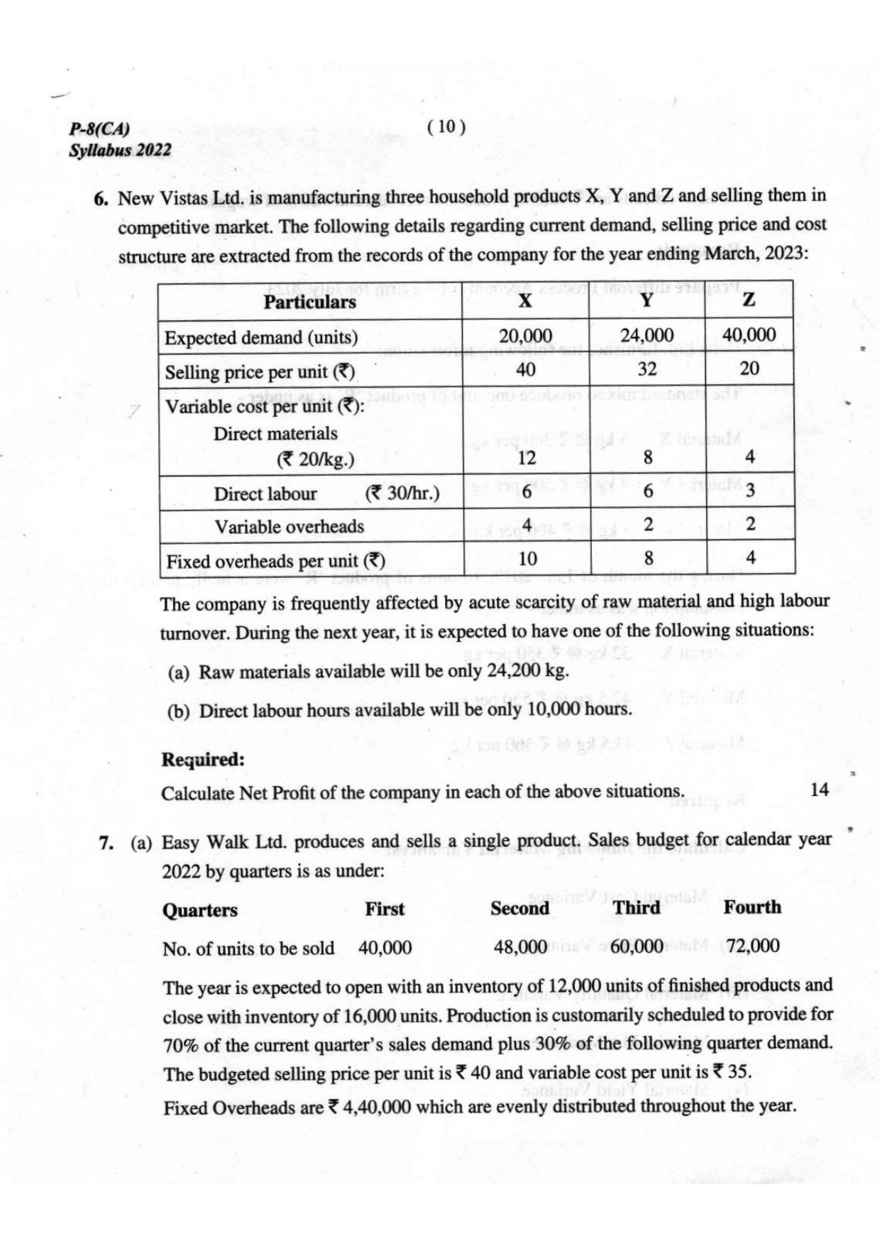 ICMAI Intermediate December 2023 Question Paper - Cost Accounting - Page 10