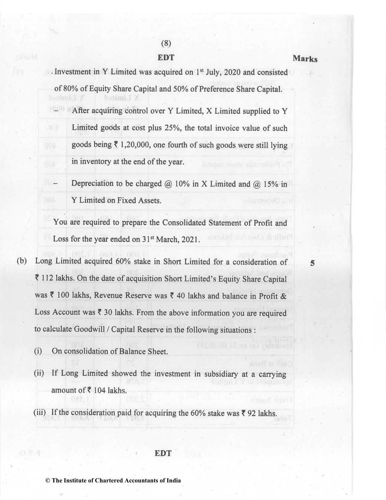 CA Inter Jul 2021 Question Paper - Paper 5 – Advanced Accounting - Page 8