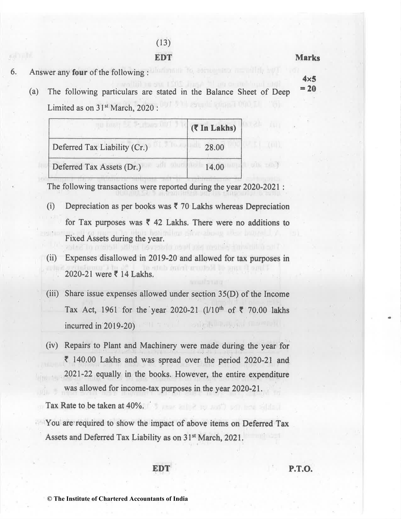 CA Inter Jul 2021 Question Paper - Paper 5 – Advanced Accounting - Page 13