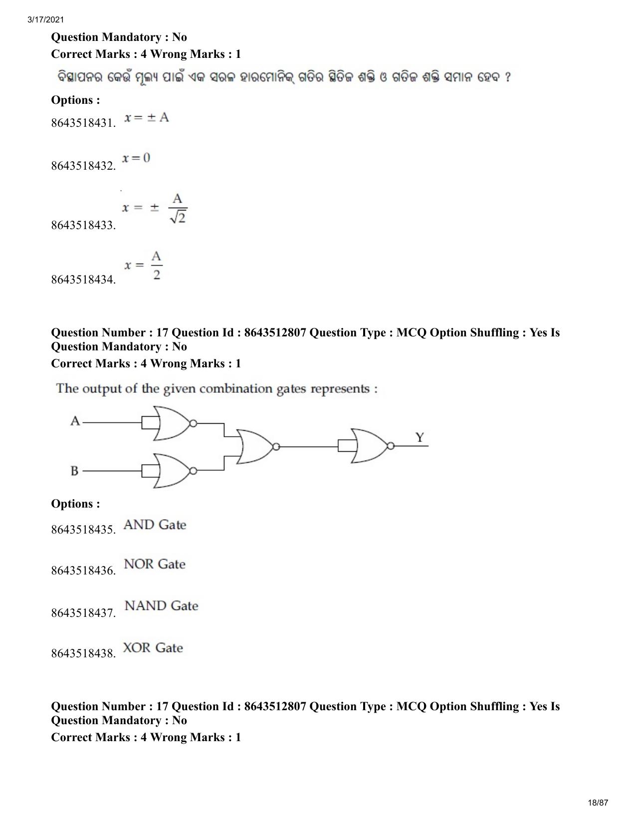 JEE Mains 2021: BTech EO (Shift 1) 17-03-2021 Question Paper - Page 18