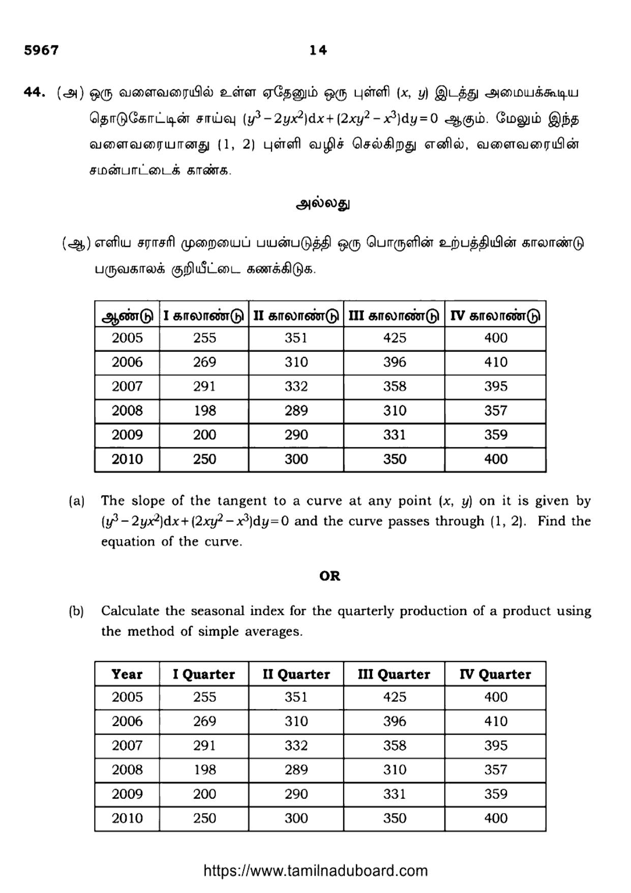 TN Class 12 2024 Business Mathematics And Statistics Question Papers - Page 14