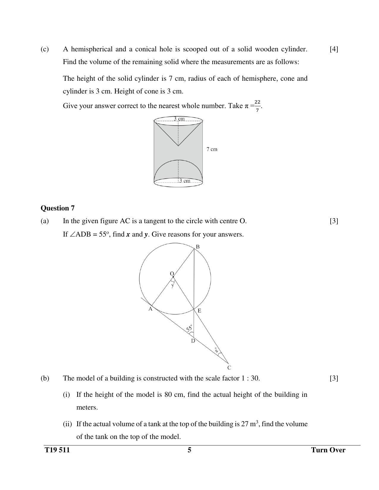 ICSE Class 10 Mathematics 2019 Question Paper - Page 5