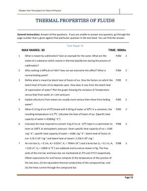 CBSE Worksheets for Class 11 Physics Thermal Properties of Fluids Assignment 3