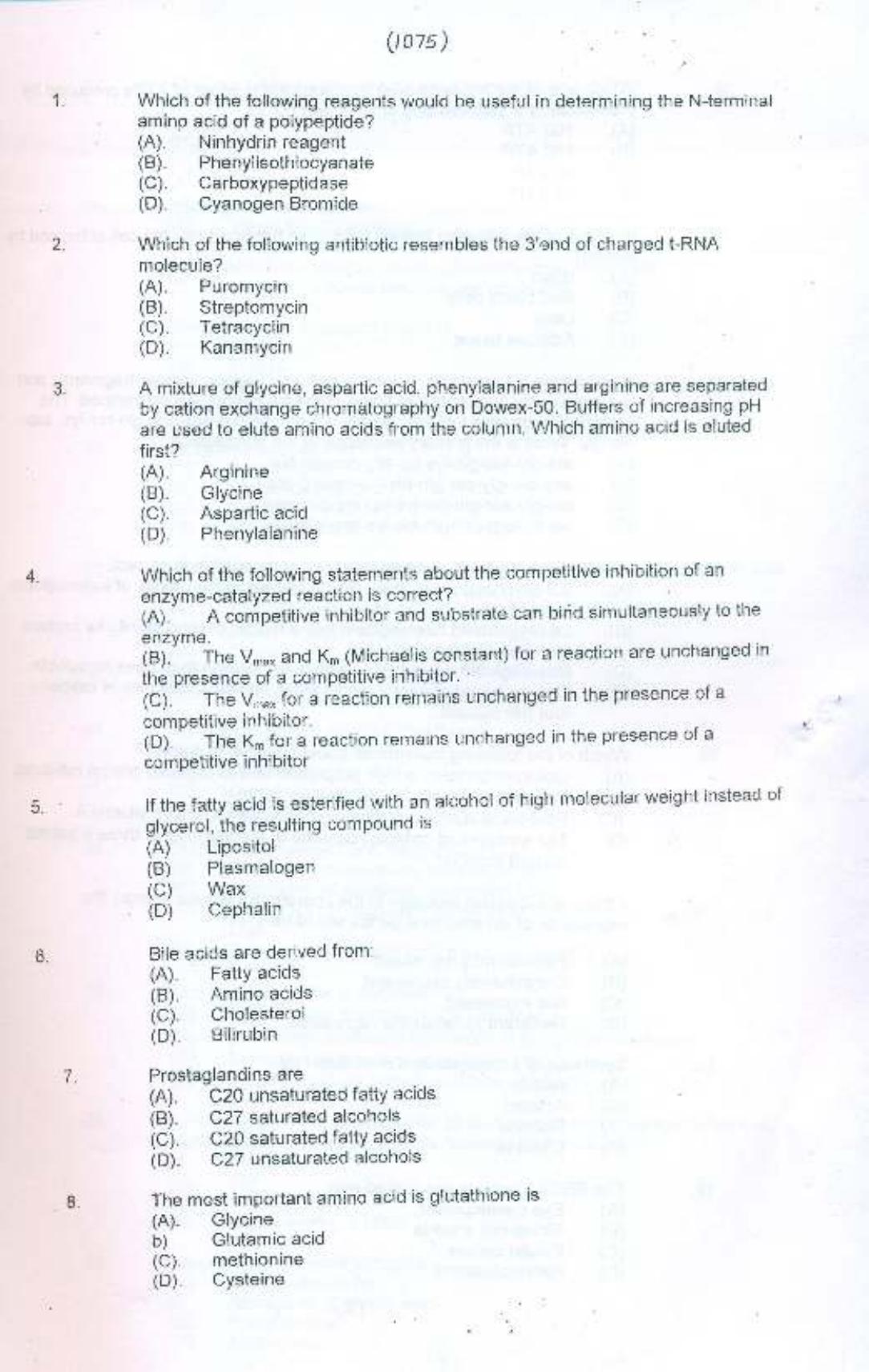 PU MPET Bio-chemistry 2015 Question Paper - Page 2