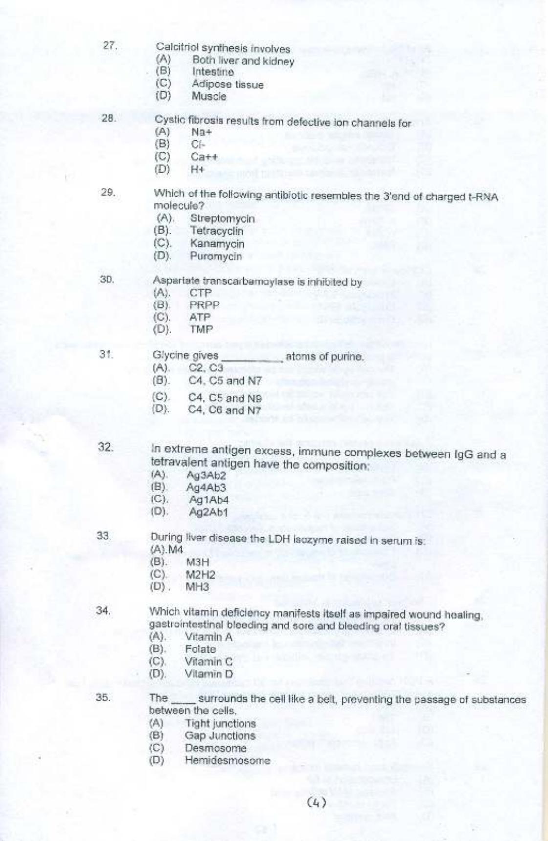 PU MPET Bio-chemistry 2015 Question Paper - Page 5