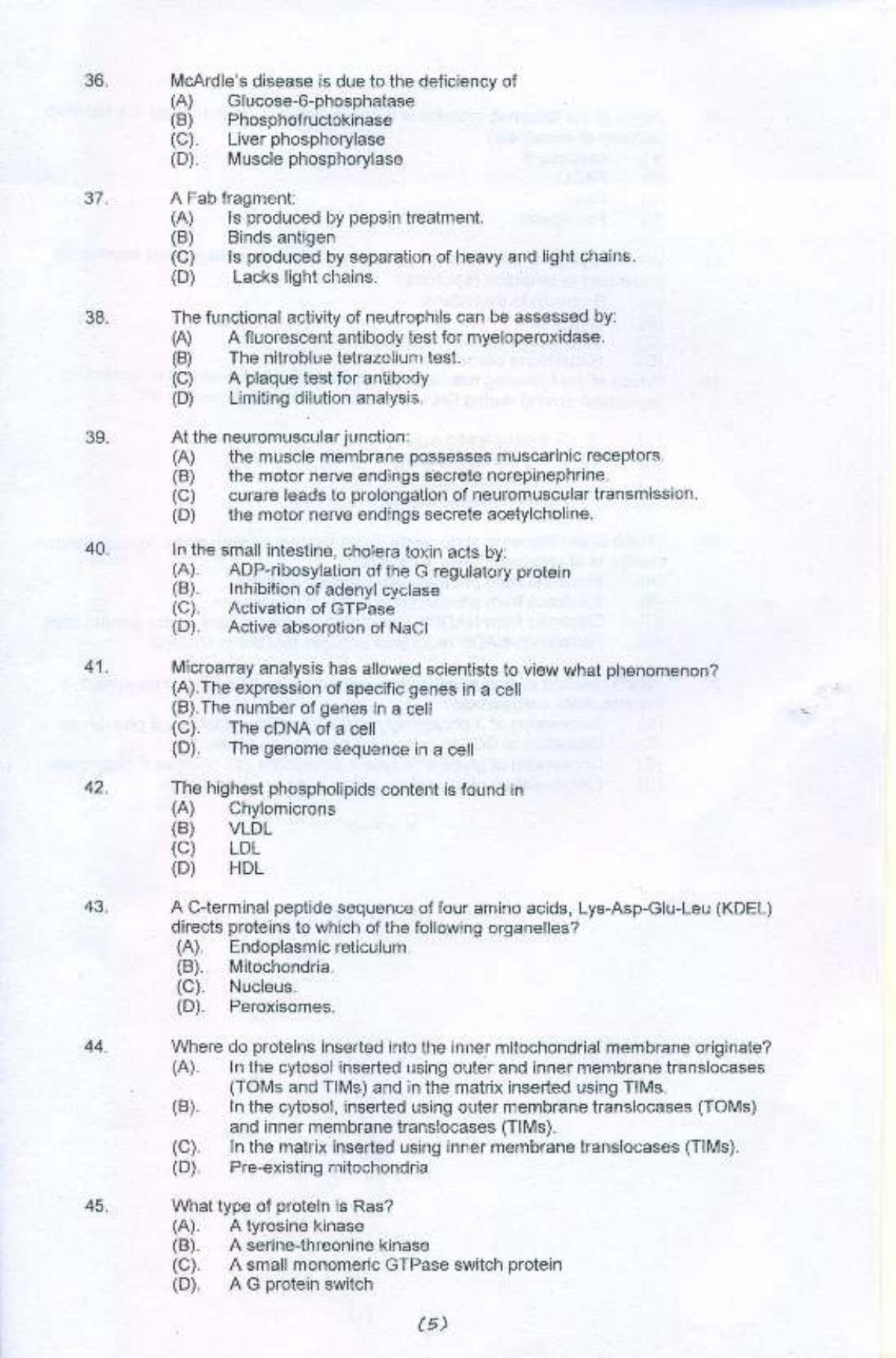 PU MPET Bio-chemistry 2015 Question Paper - Page 6