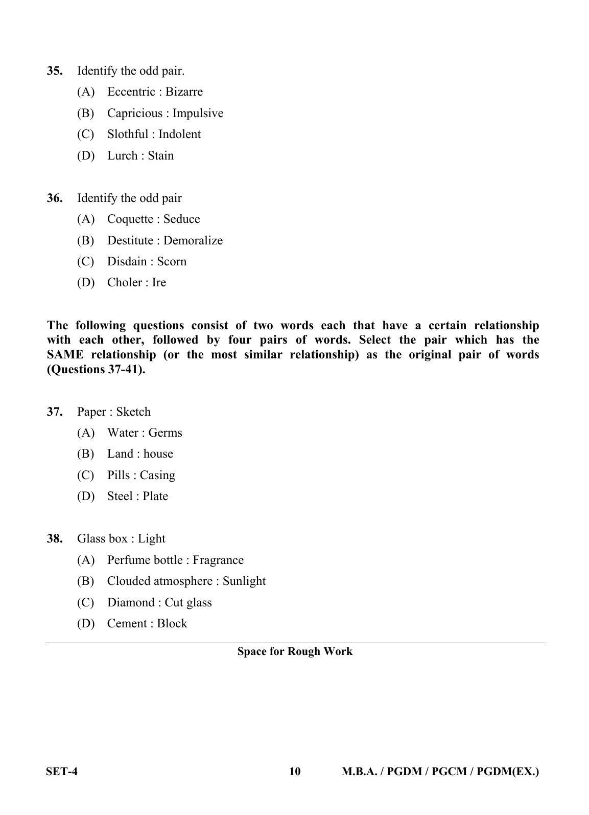 OJEE 2013 MBA Set 4 Question Paper - Page 9