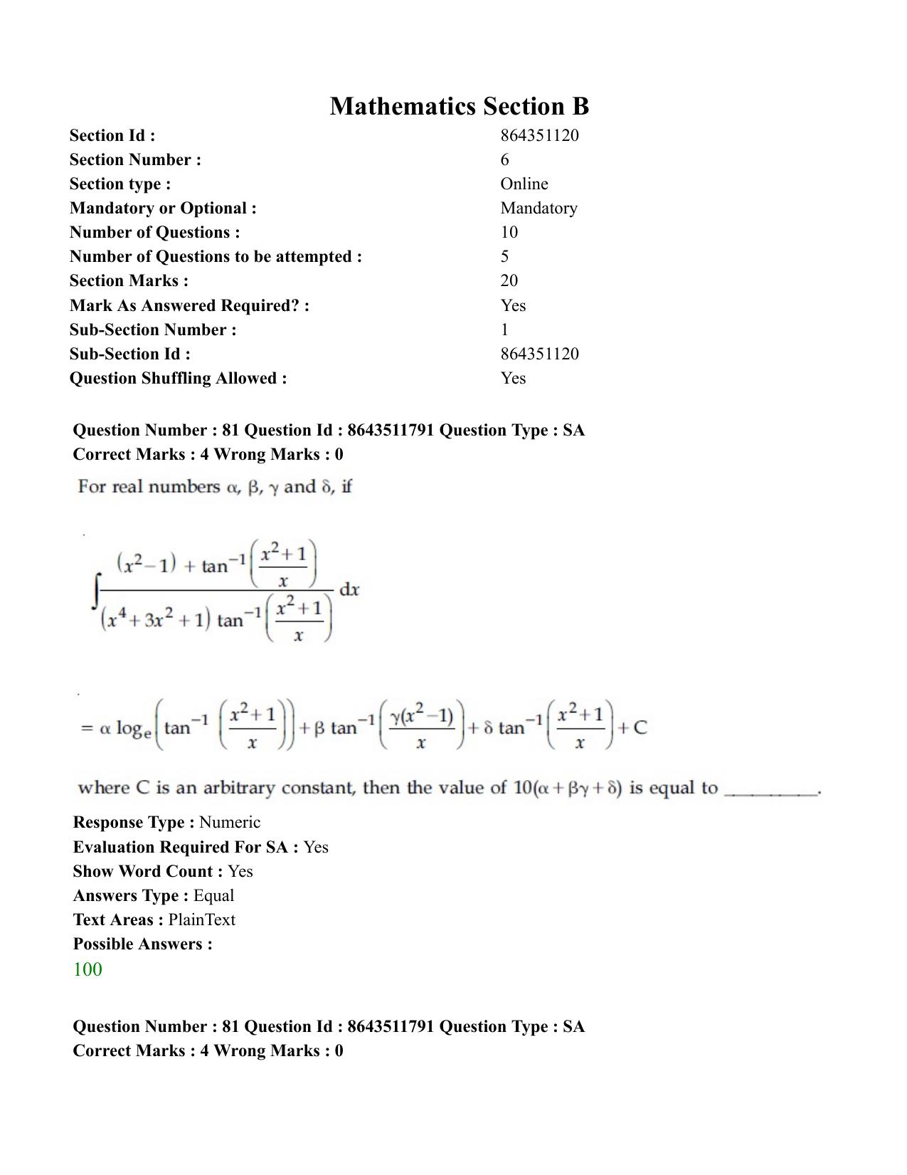 JEE Mains 2021: BTech EO (Shift 2) 16-03-2021 Question Paper - Page 77